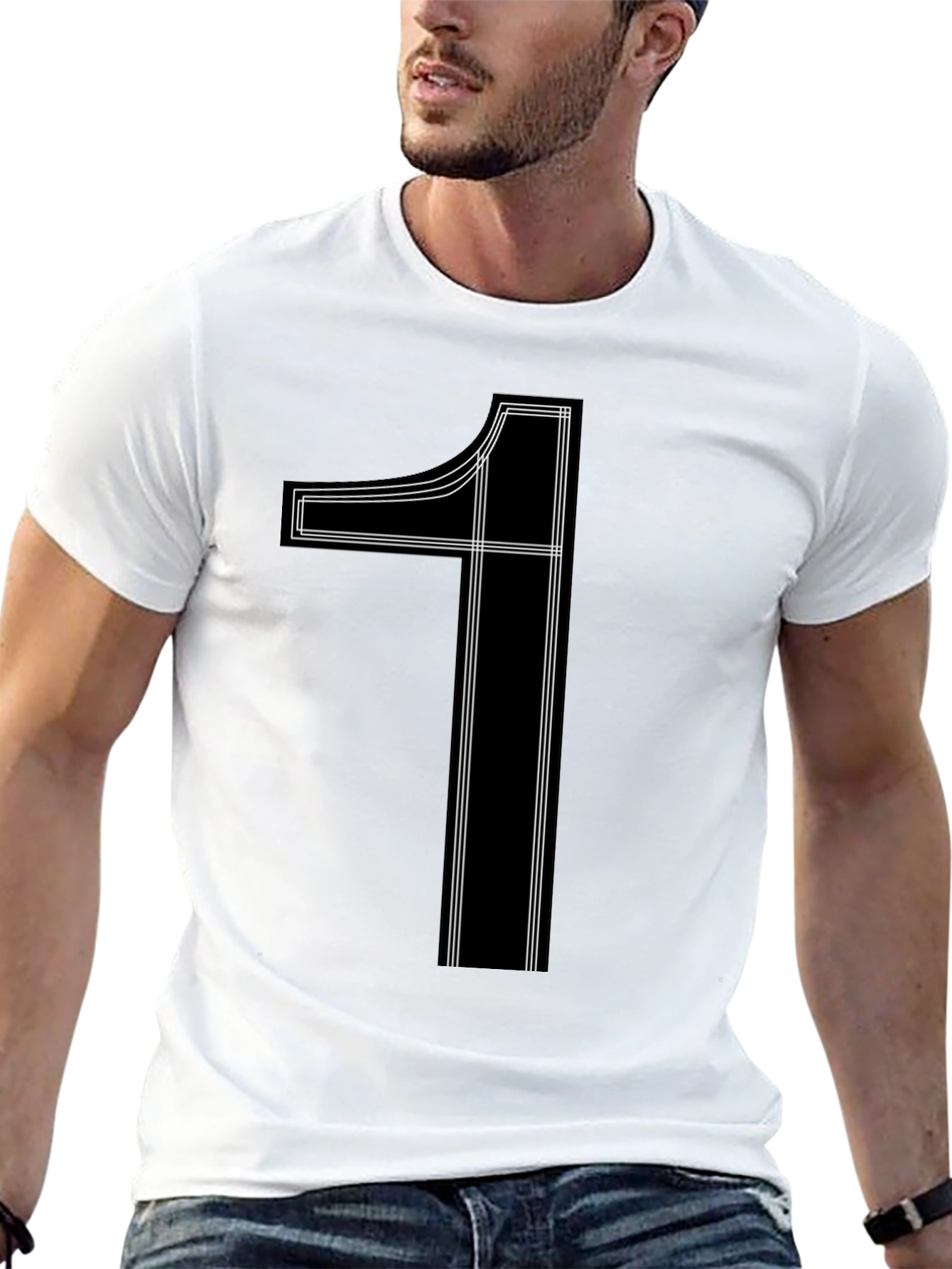 Bold Number One Graphic Tee - Classic Black T-Shirt - 13