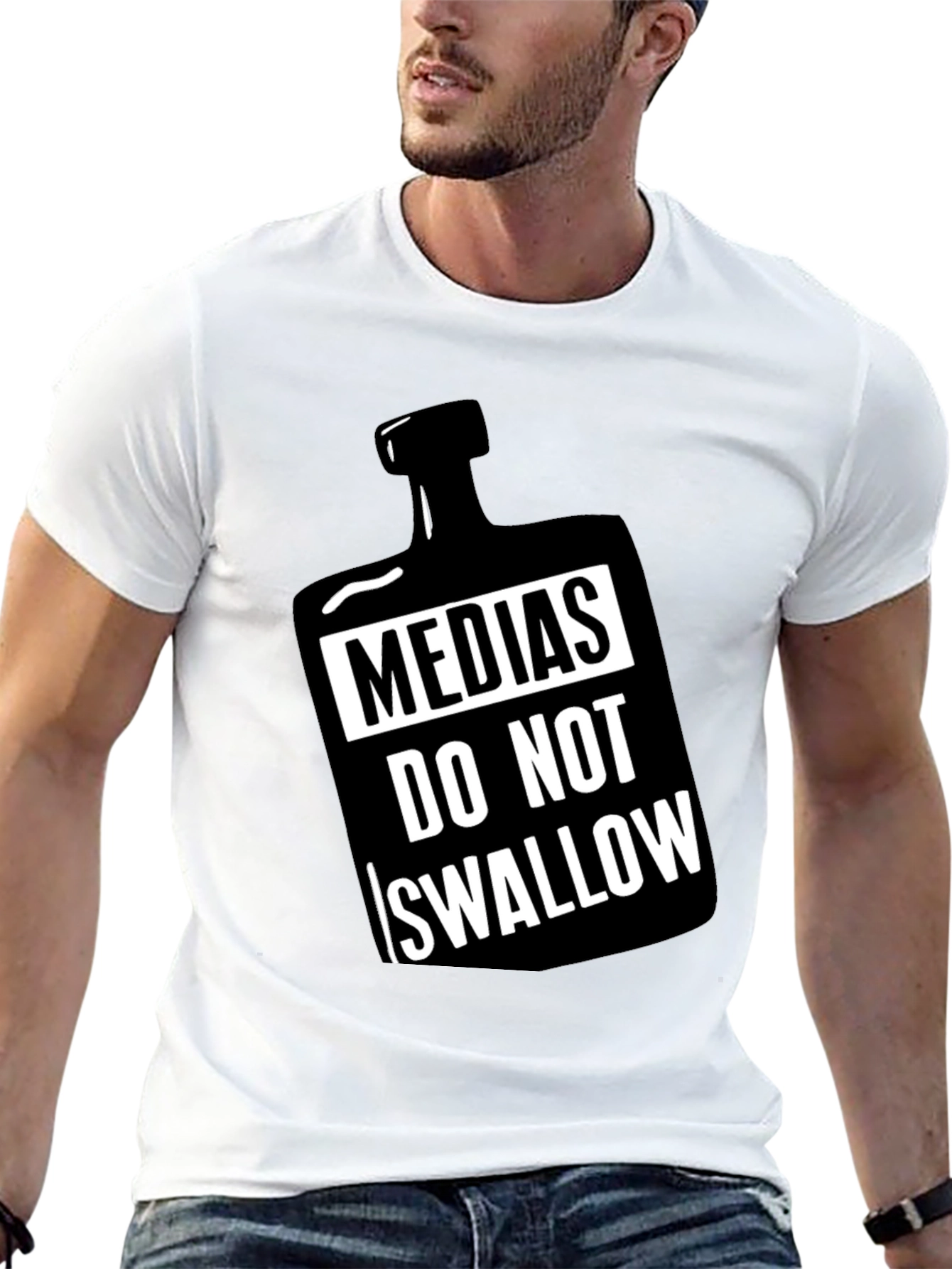 Black Medias Do Not Swallow Graphic Black T-Shirt view 13