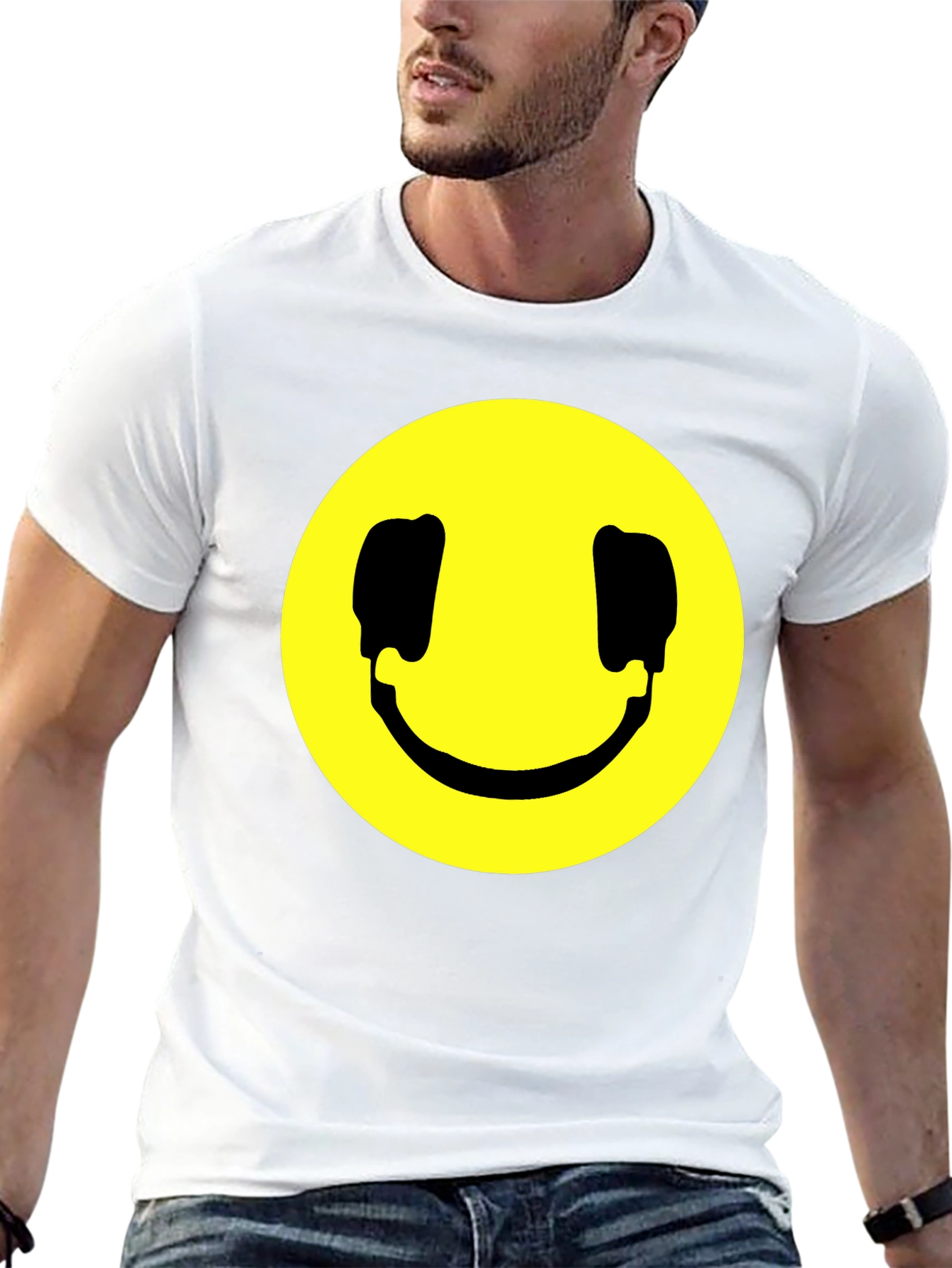 Black Smiley Face Graphic Black T-Shirt view 13