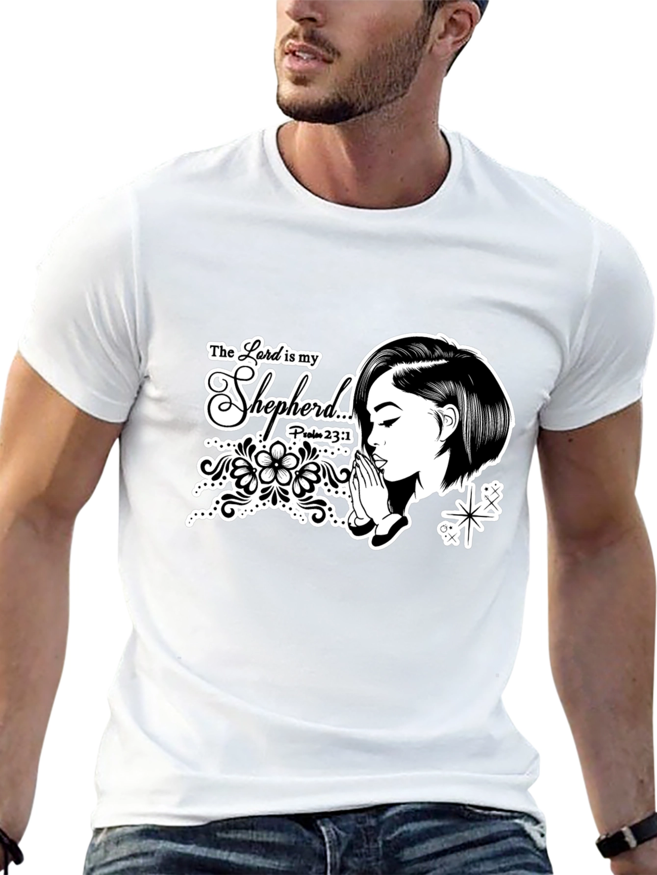 Black The Lord Is My Shepherd T-Shirt - Black view 13