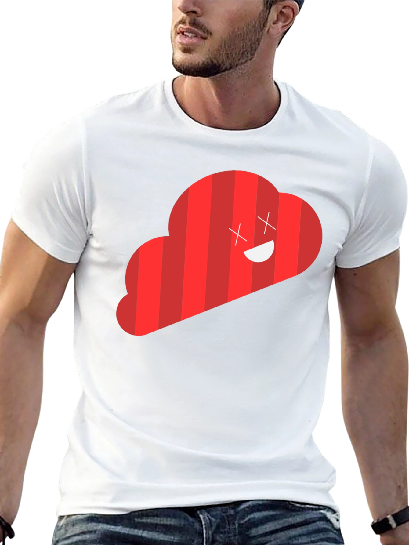 Black Red Cloud Graphic Tee - Funny Cartoon Design view 13