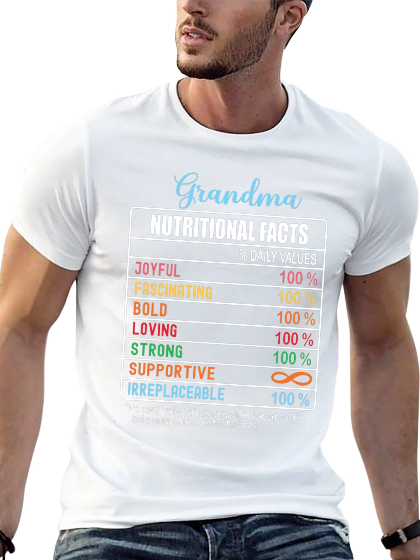 Black Grandma Nutritional Facts Graphic T-Shirt view 13