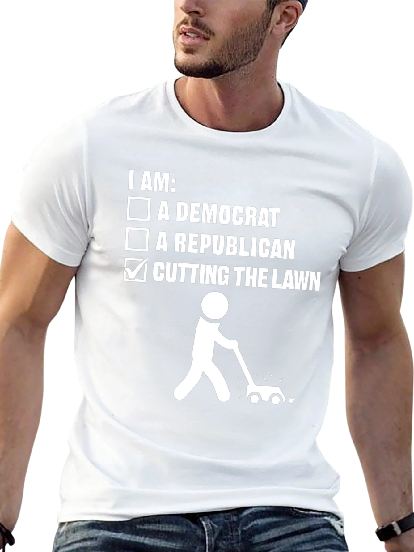 Black Cutting the Lawn Humor T-Shirt view 13