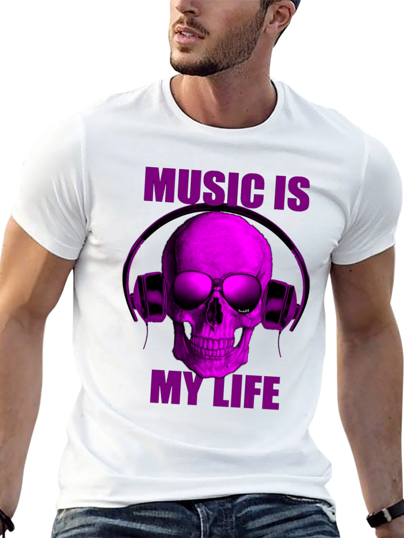 Black Music is My Life Skull Graphic T-Shirt view 13