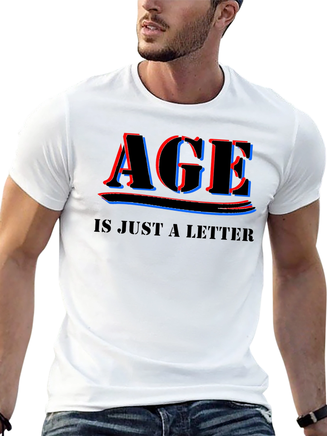 Black Age is Just a Letter T-Shirt - Black Crew Neck Tee view 13