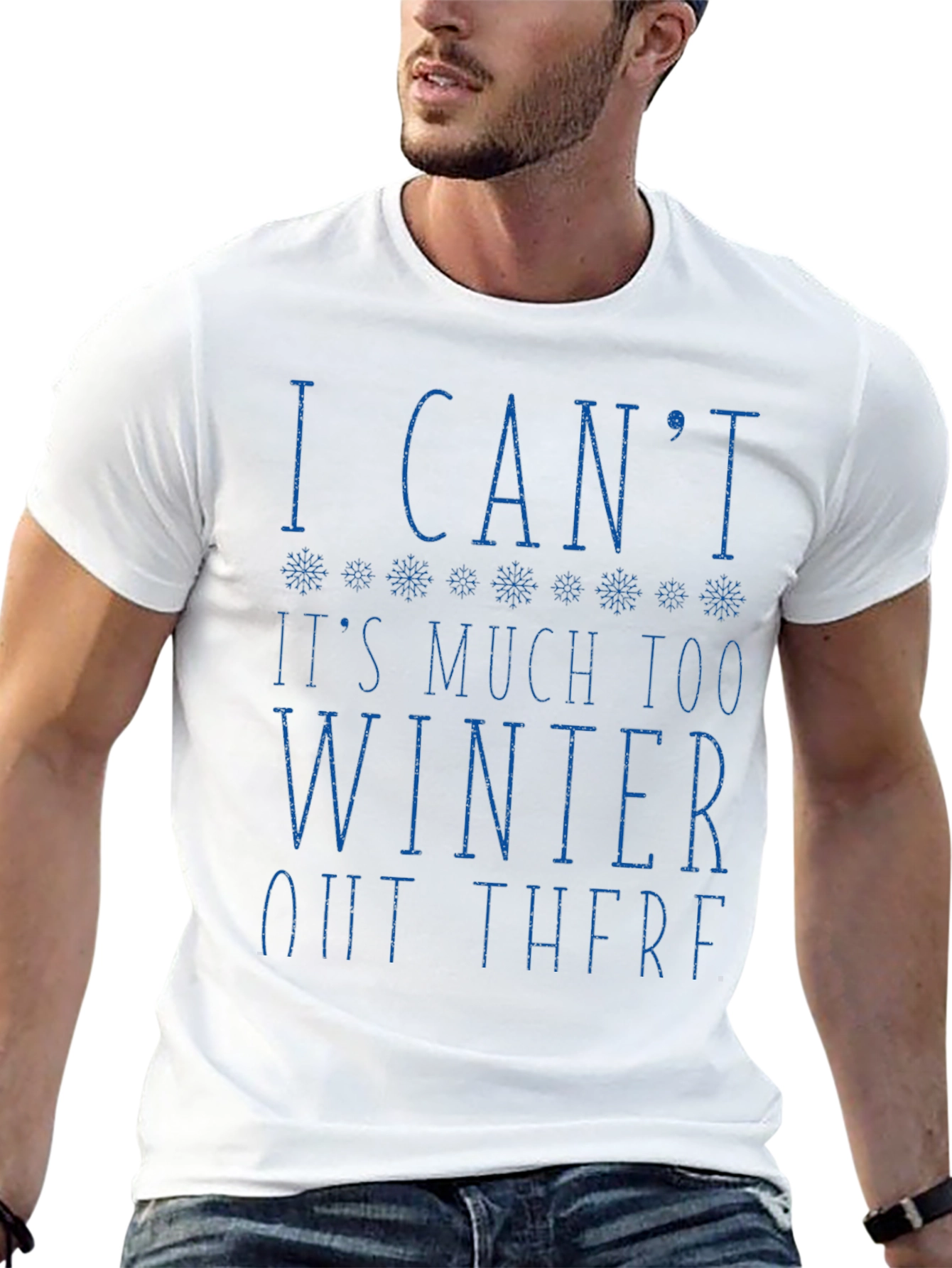 Black Winter Humor Graphic Tee - "I Can't, It's Too Winter" view 13