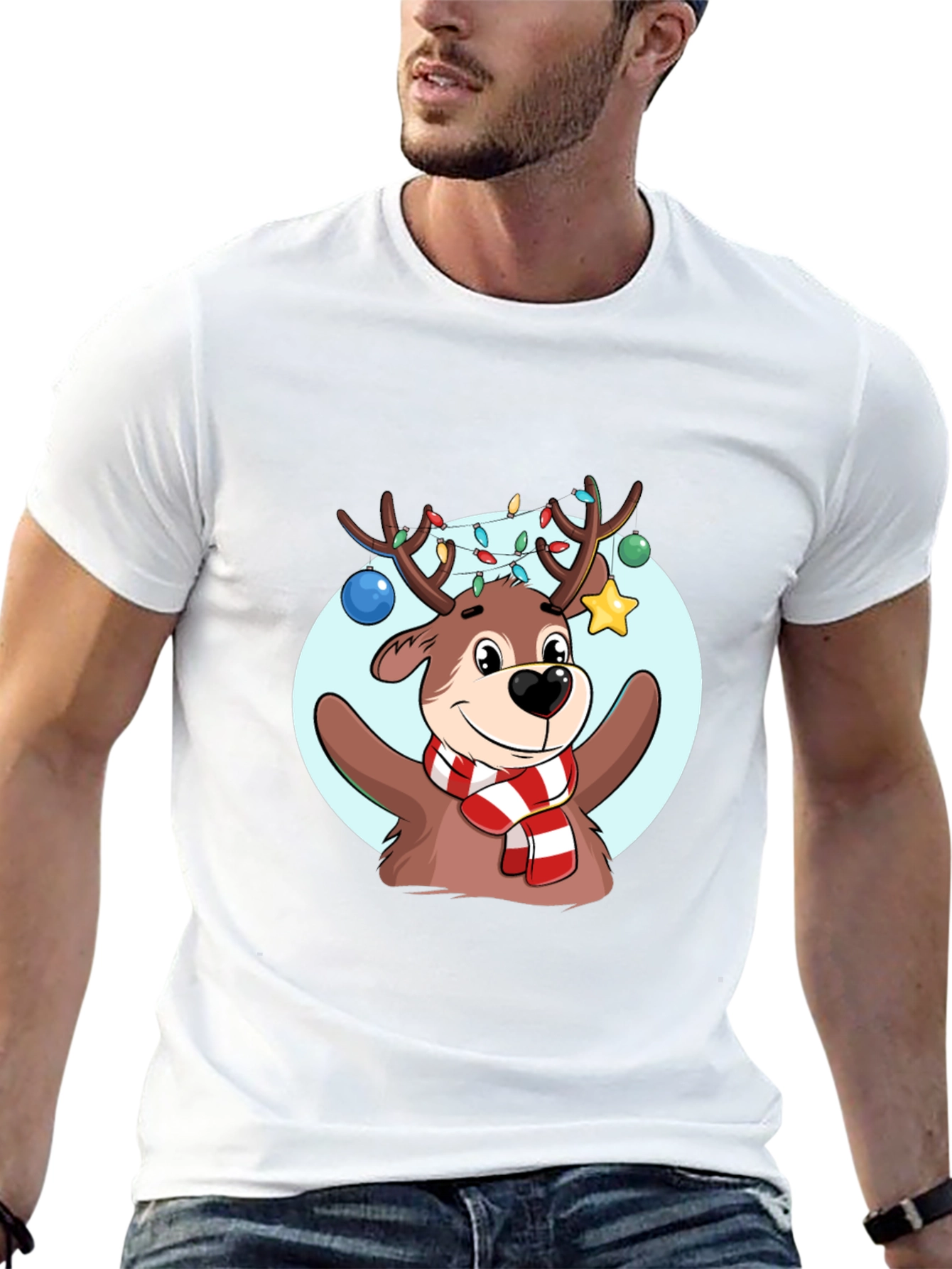 Black Festive Reindeer Graphic Tee - Holiday Cheer view 13
