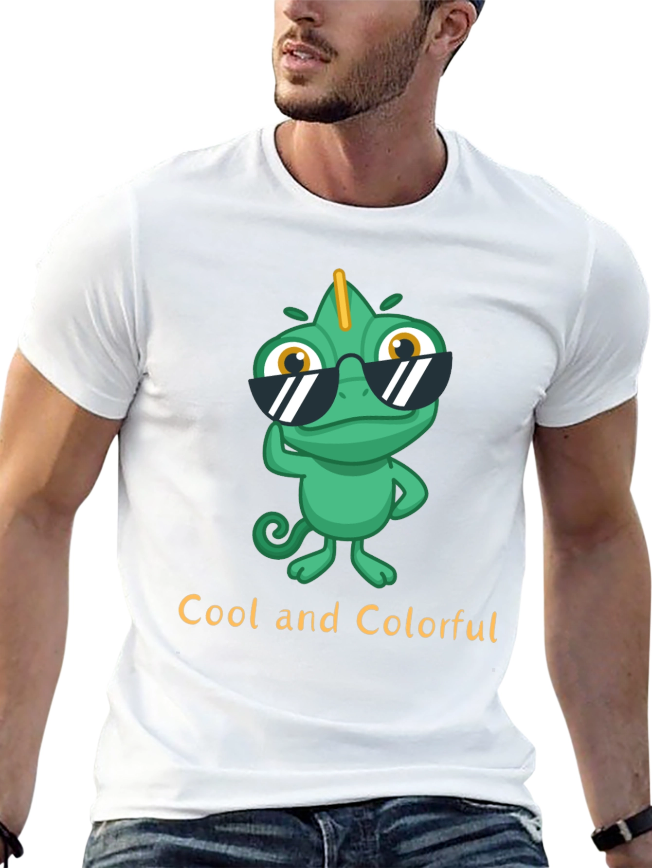 Black Cool Chameleon T-Shirt - Unique Colorful Design view 13