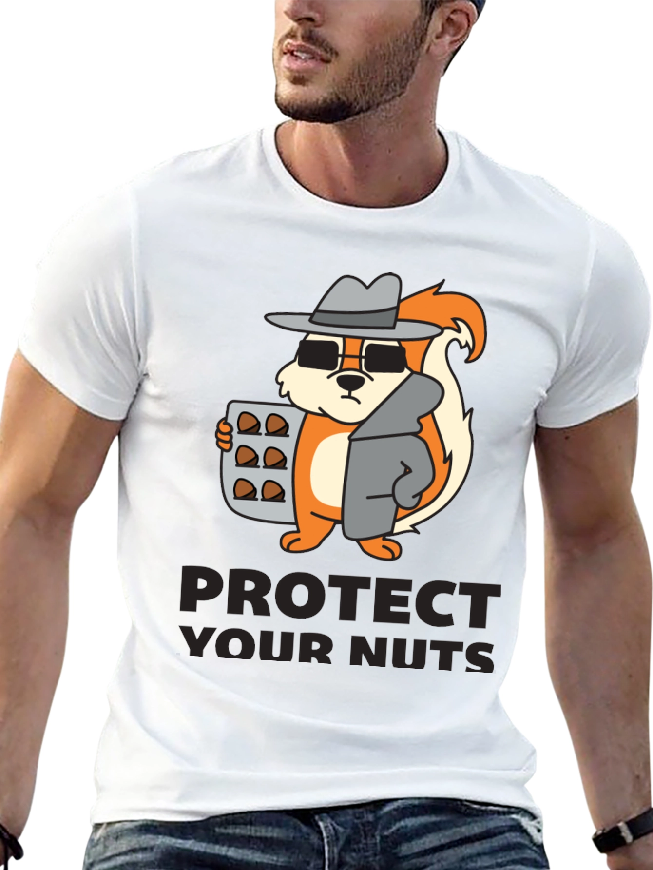 Black Protect Your Nuts Novelty Graphic Tee view 13