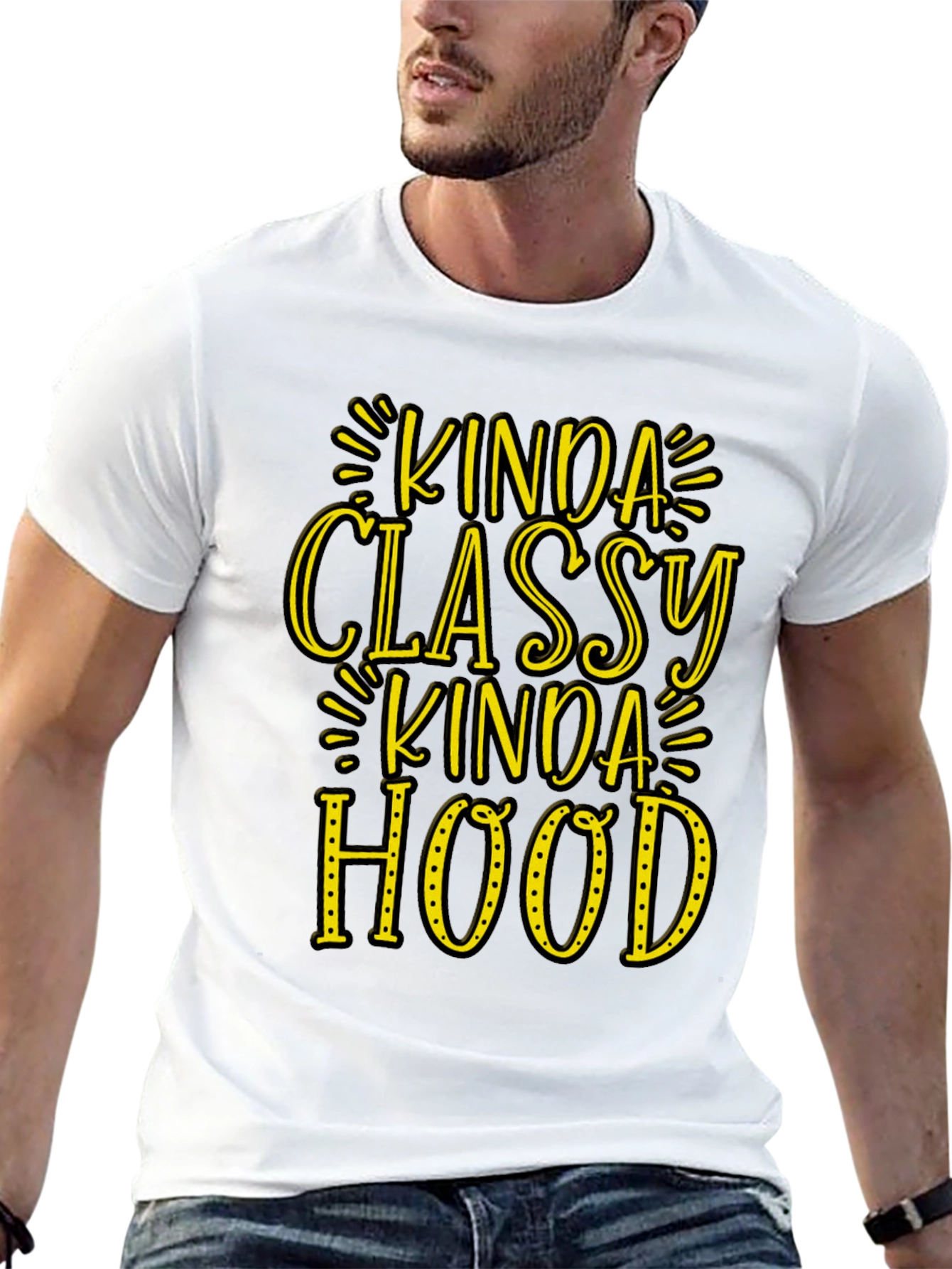 Black Kinda Classy Kinda Hood Graphic T-Shirt view 13