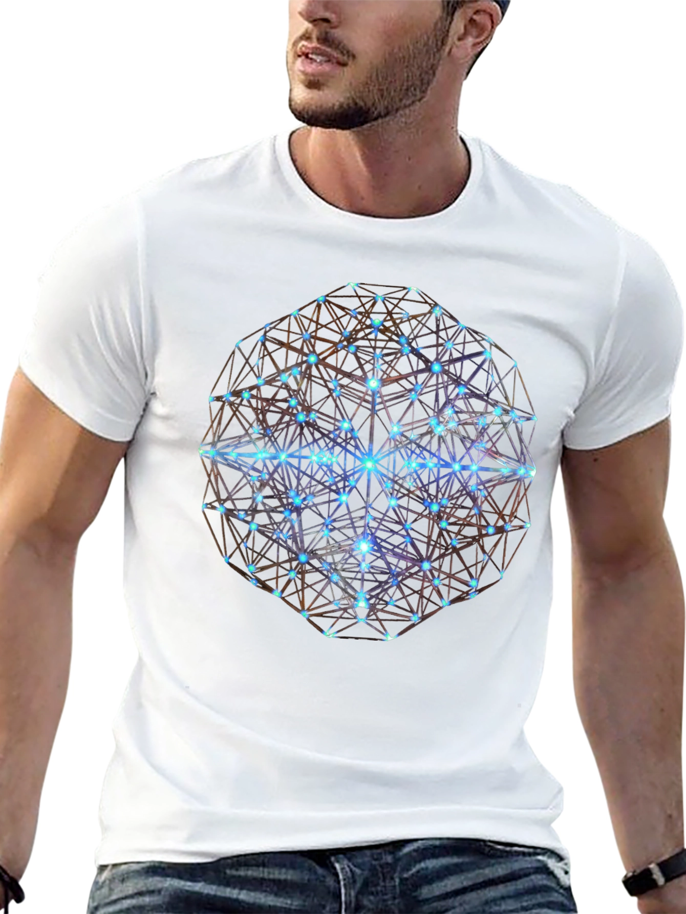 Black Geometric Sphere Graphic T-Shirt - Modern Design view 13