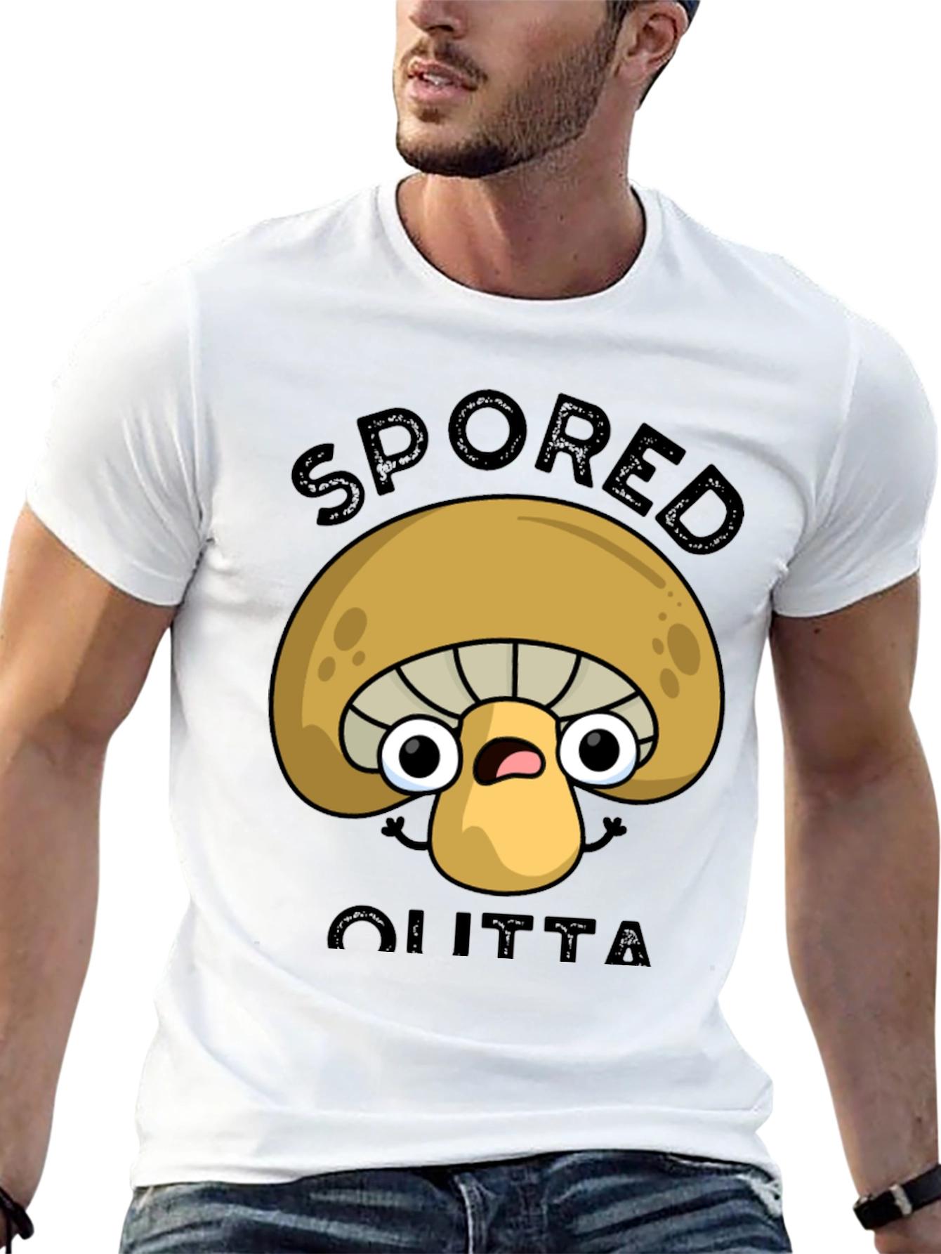 Black Spored Outta Shirt - Funny Mushroom Graphic Tee view 13