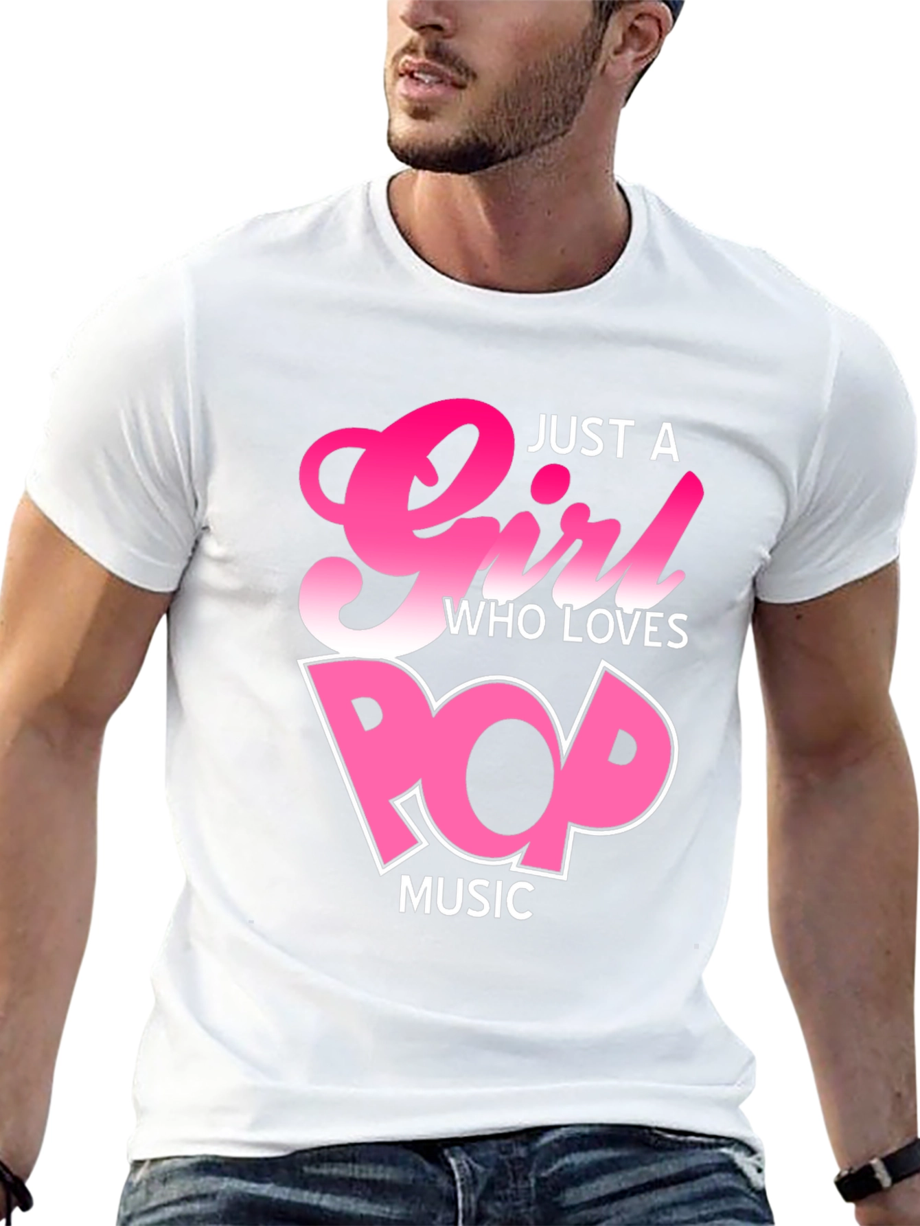 Black Just a Girl Who Loves Pop Music T-Shirt view 13