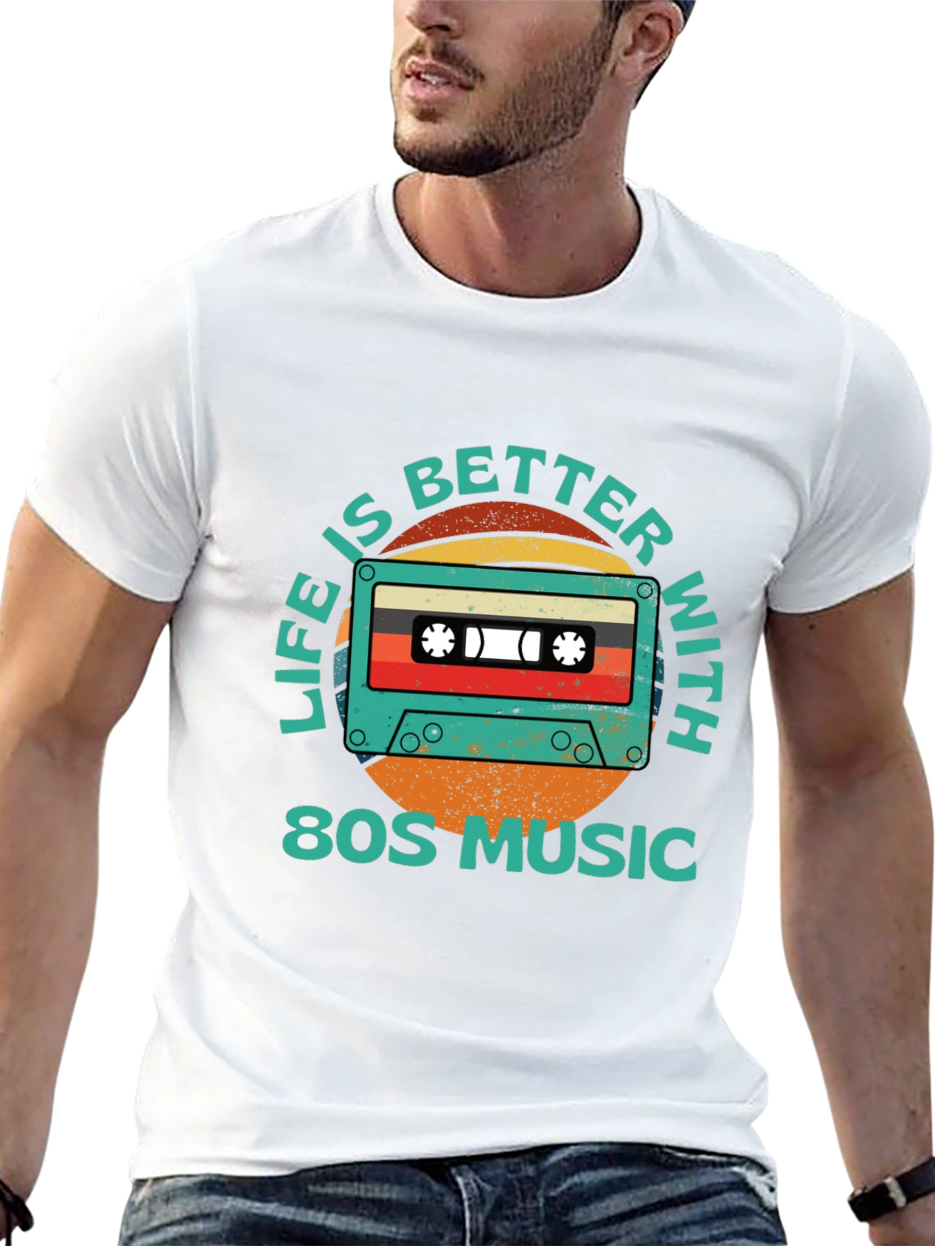 Black Retro 80s Music Cassette Graphic T-Shirt view 13