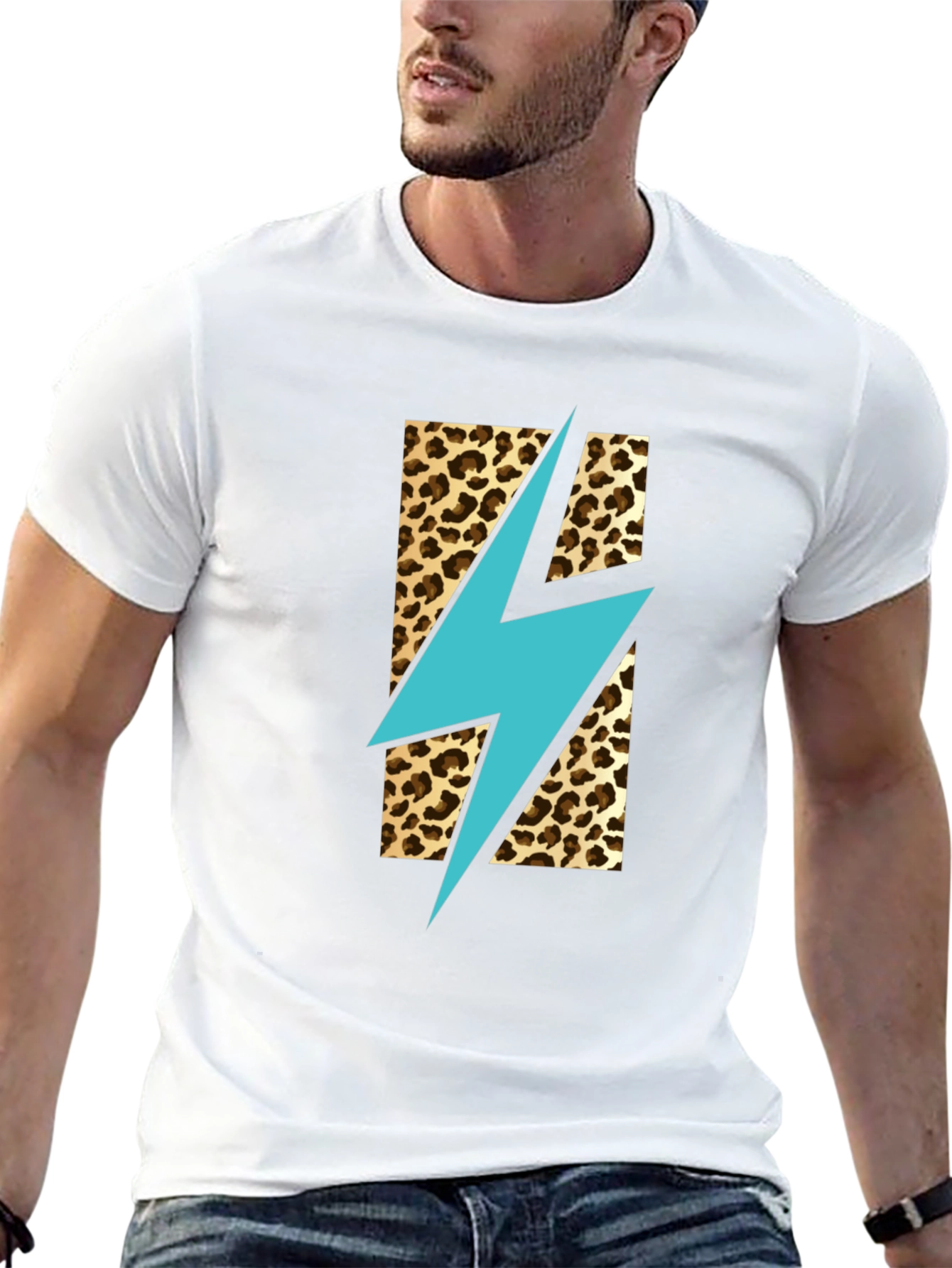 Black Leopard Lightning Bolt T-Shirt - Stylish Graphic Tee view 13