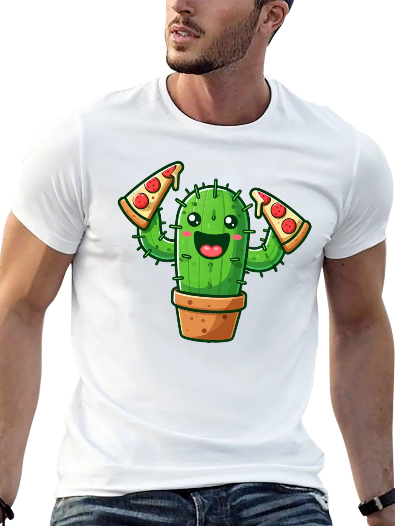 Black Cactus Pizza Lover Graphic Tee - Unisex view 13
