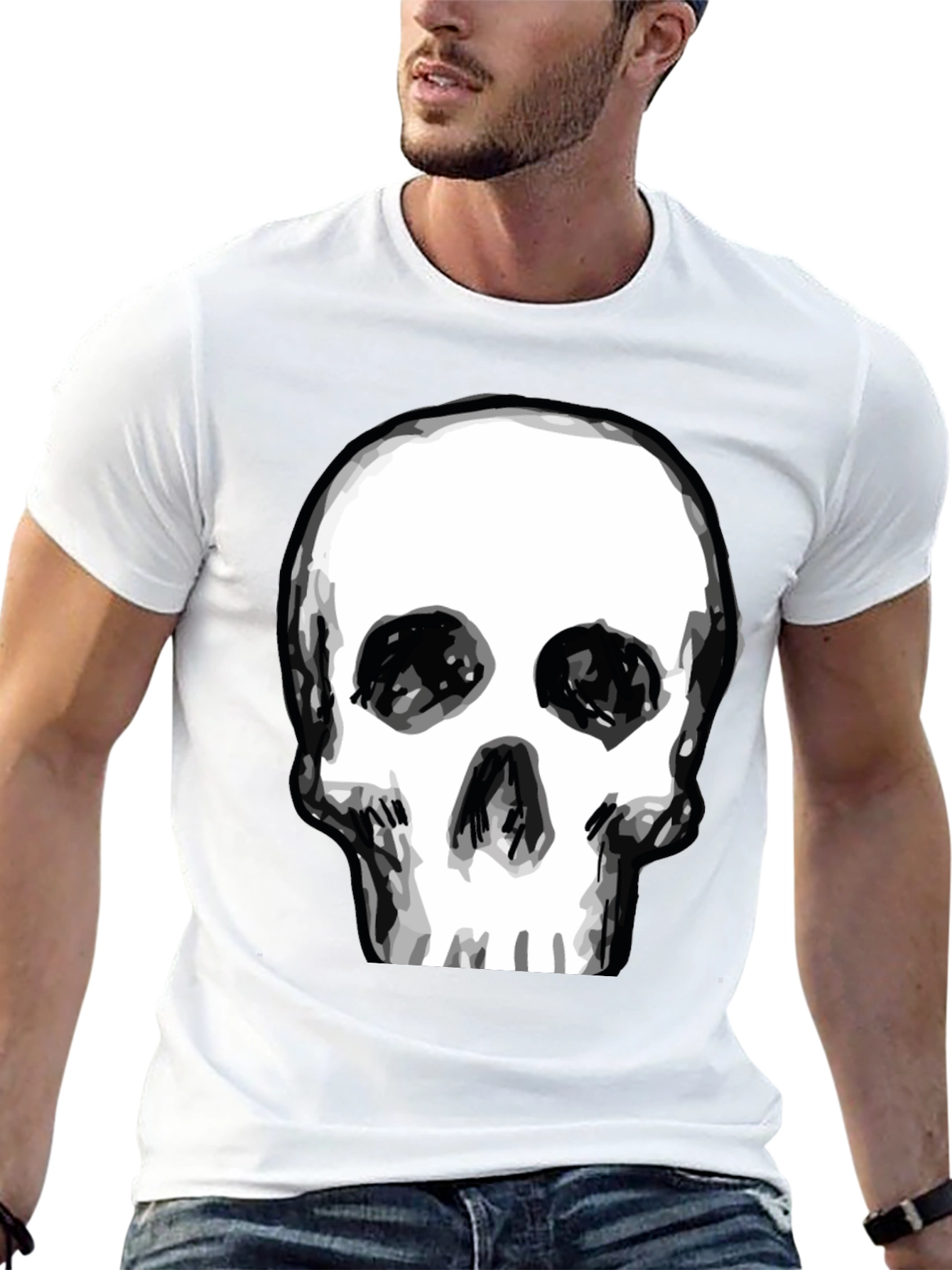 Black Skull Graphic Tee - Men's Black T-Shirt view 13