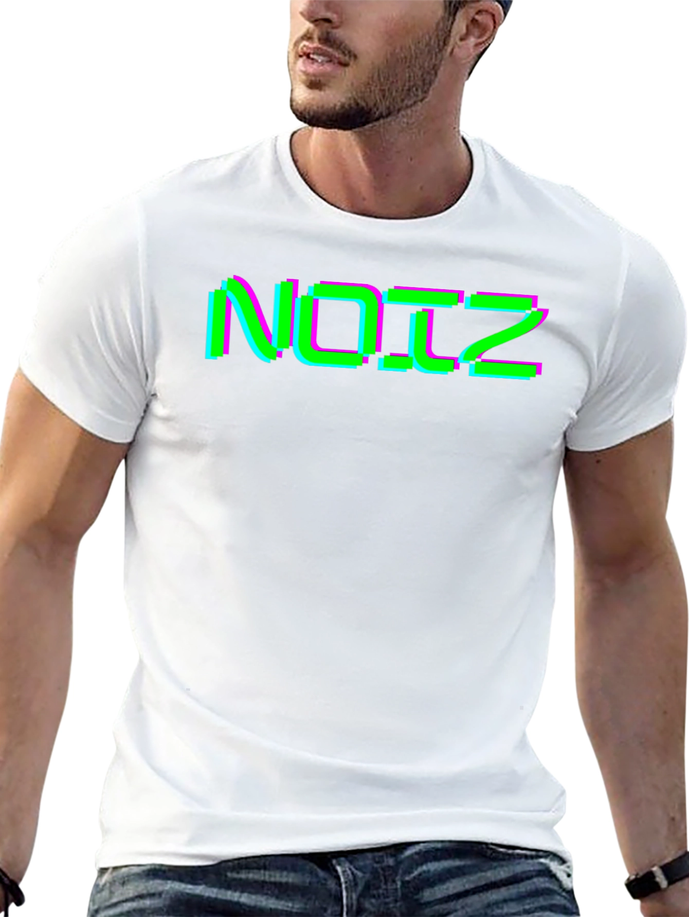 Black Retro Glitch Noiz Black T-Shirt view 13
