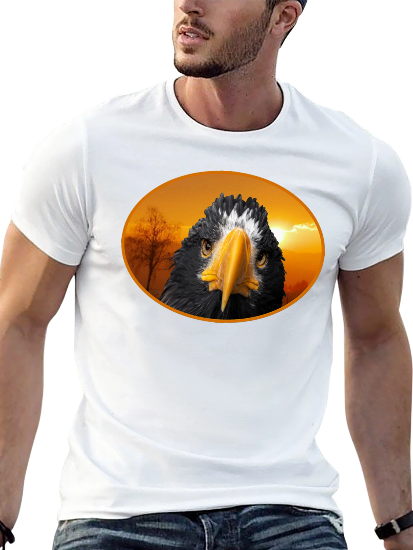 Black Eagle Graphic Tee - Men's Black Cotton T-Shirt view 13