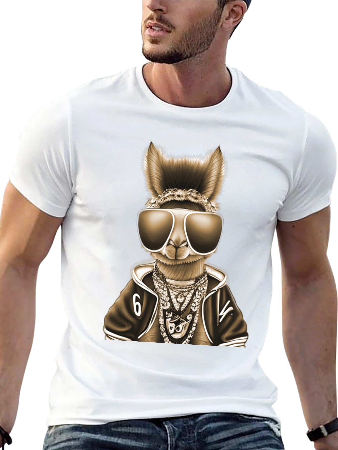 Black Cool Llama Graphic Tee view 13