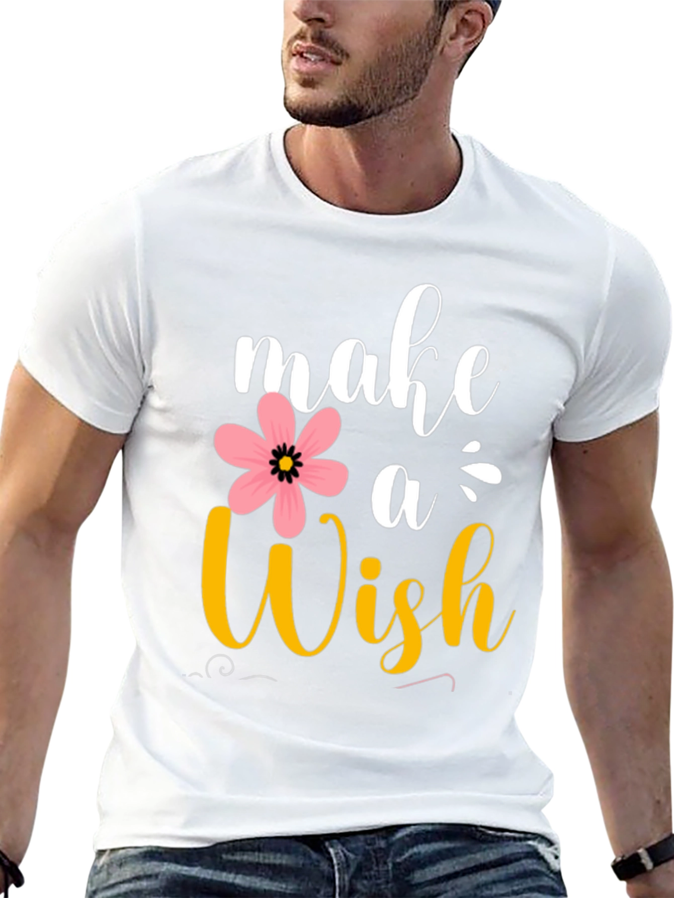 Black Make a Wish T-Shirt - Floral Design view 13