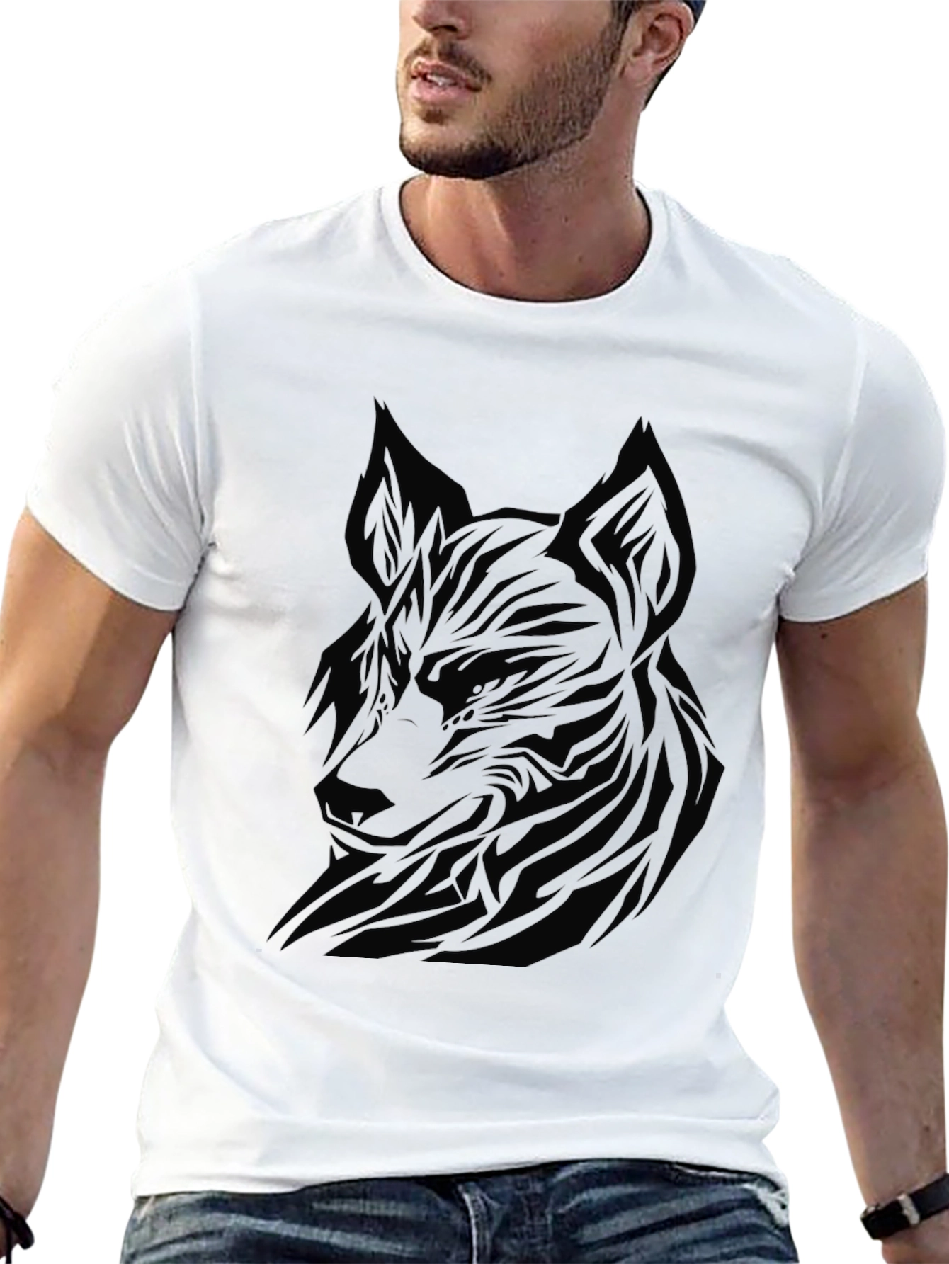 Black Black Wolf Graphic Tee - Men's Modern Fit view 13