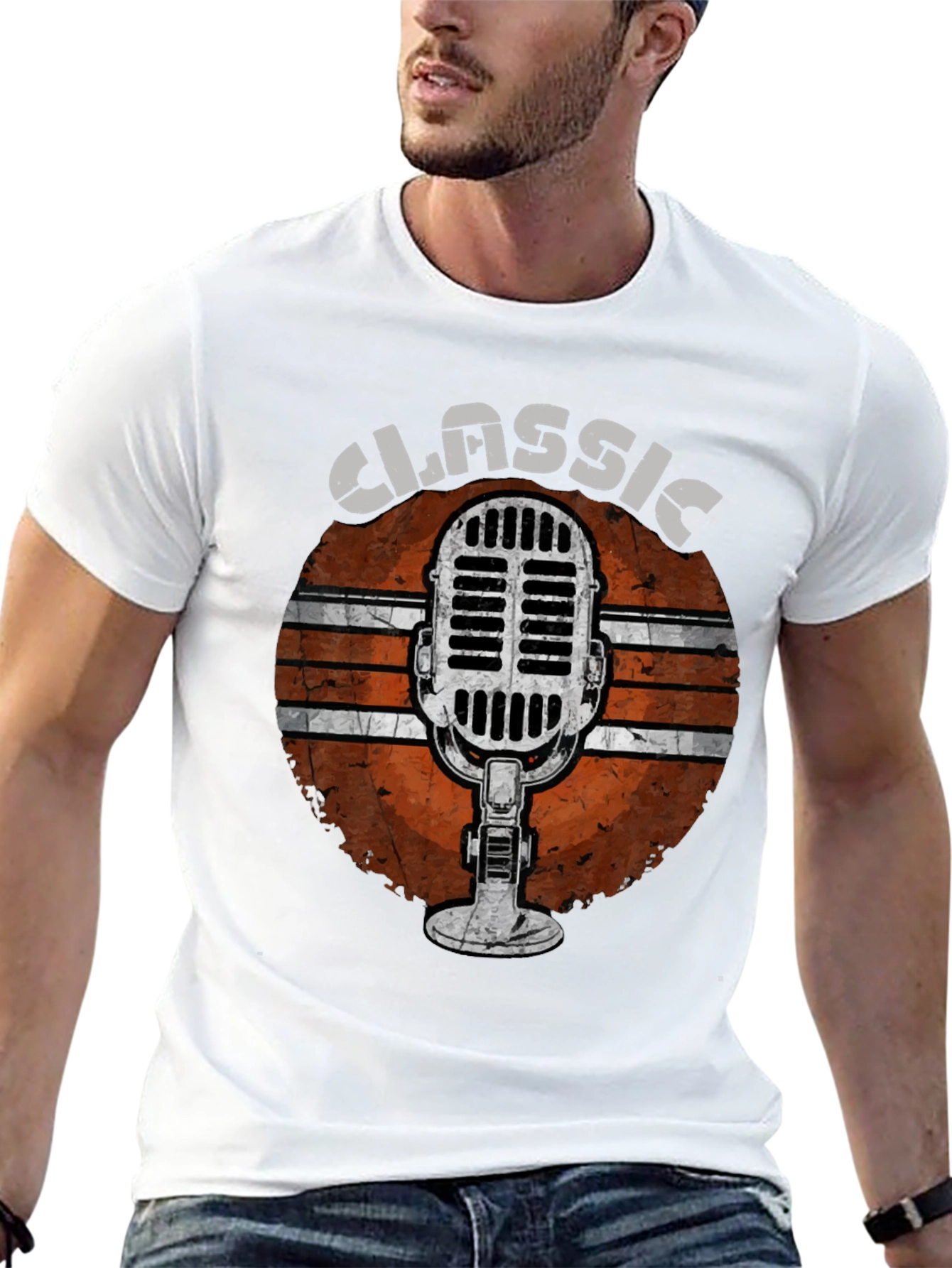 Black Classic Microphone Graphic Tee view 13