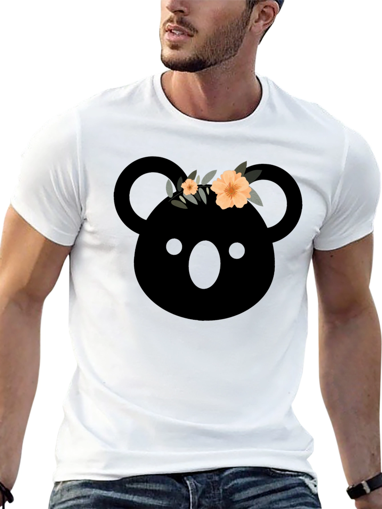 Black Koala with Flower Crown Graphic T-Shirt view 13