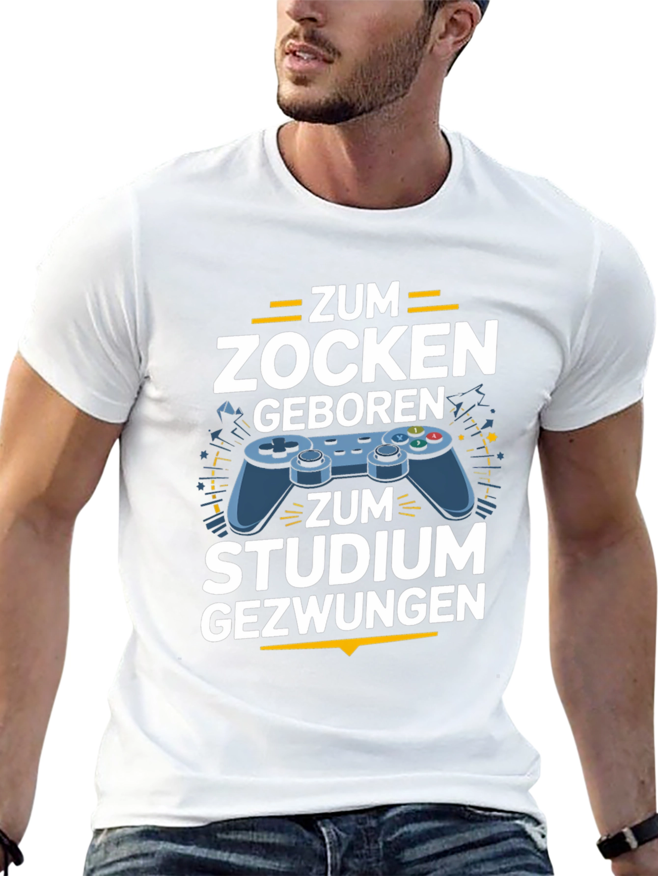 Black Gamer T-Shirt - Zum Zocken Geboren, Studium Gezwungen view 13