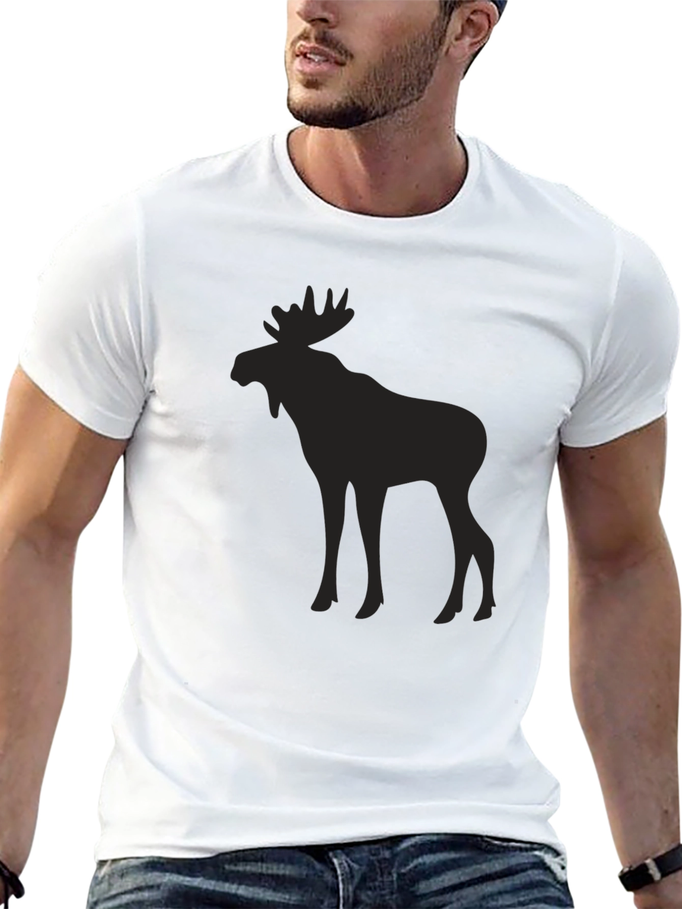 Black Moose Silhouette T-Shirt - Black view 13