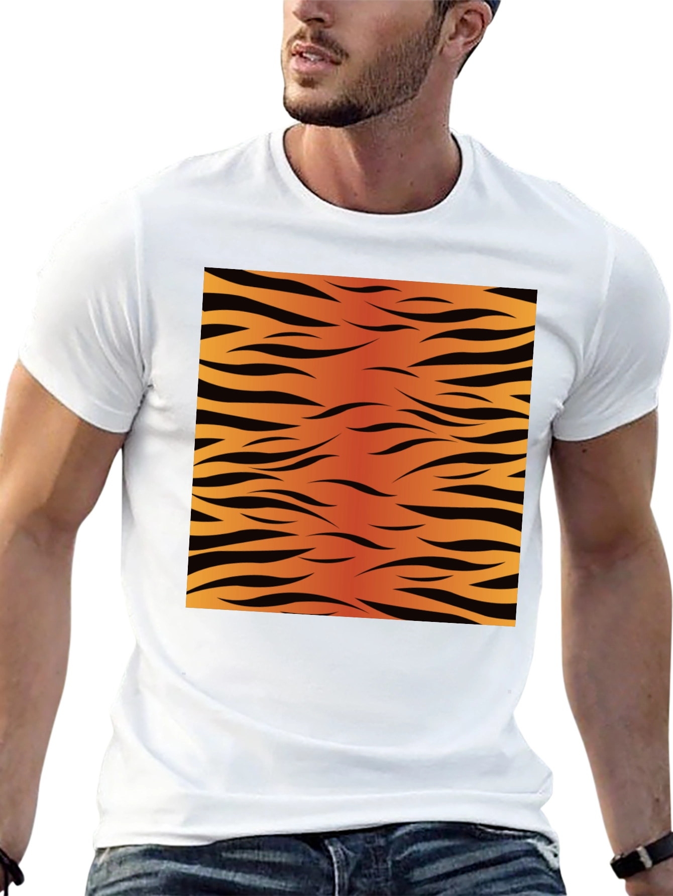 Black Tiger Stripe Graphic Tee - Black Cotton Comfort view 13