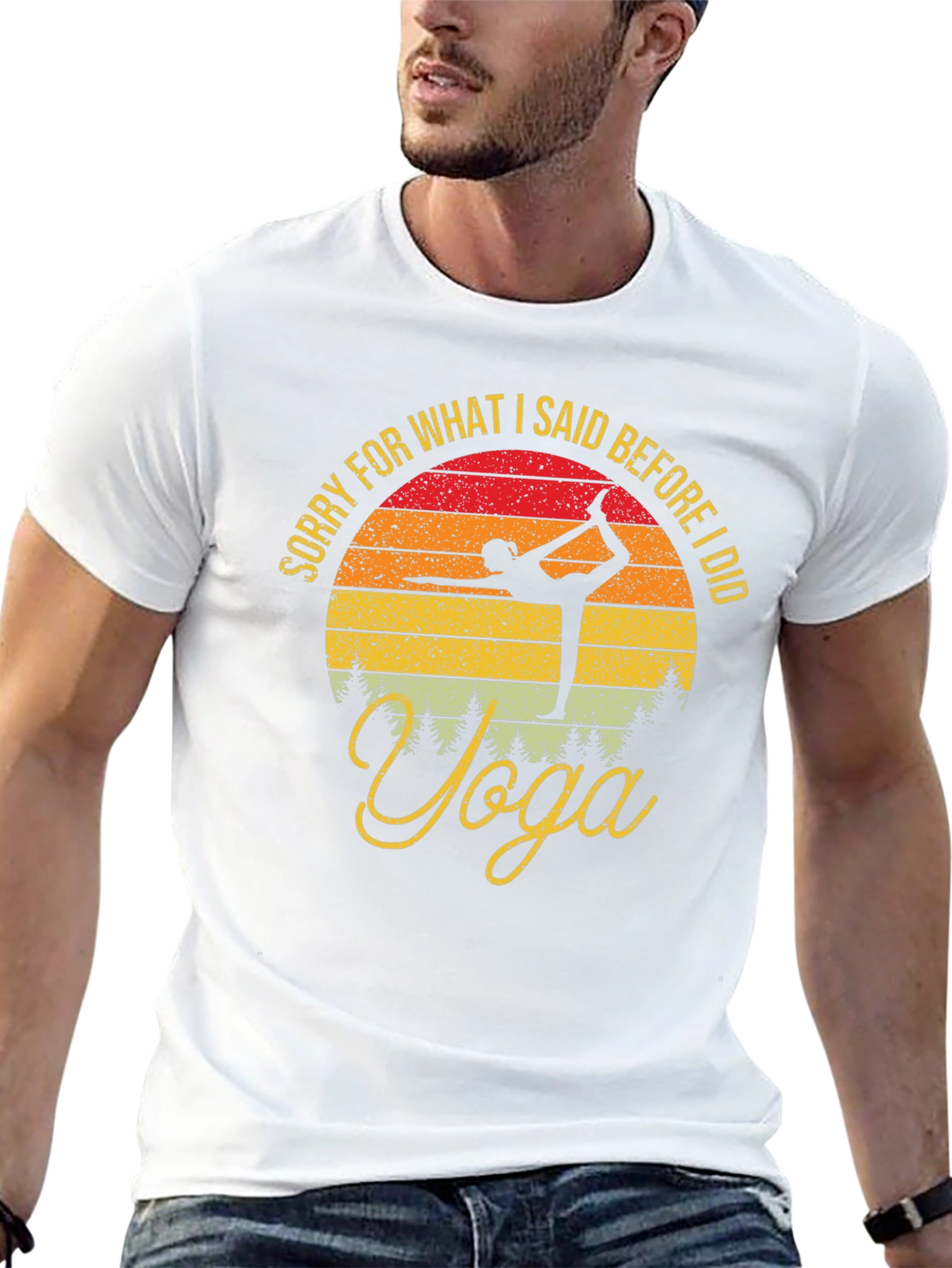 Black Yoga Retro Sunset Graphic Tee view 13