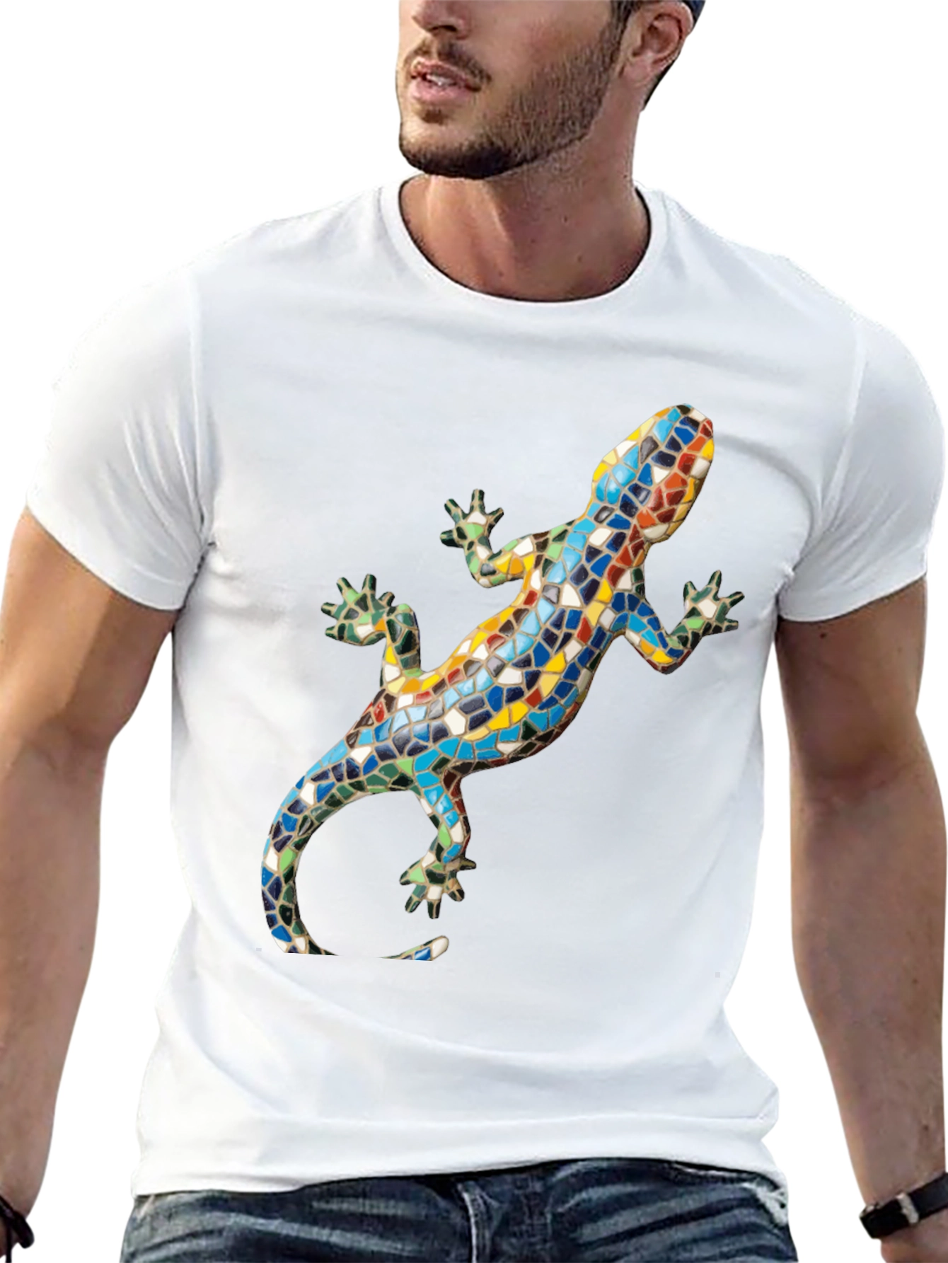 Black Mosaic Lizard Graphic Tee view 13