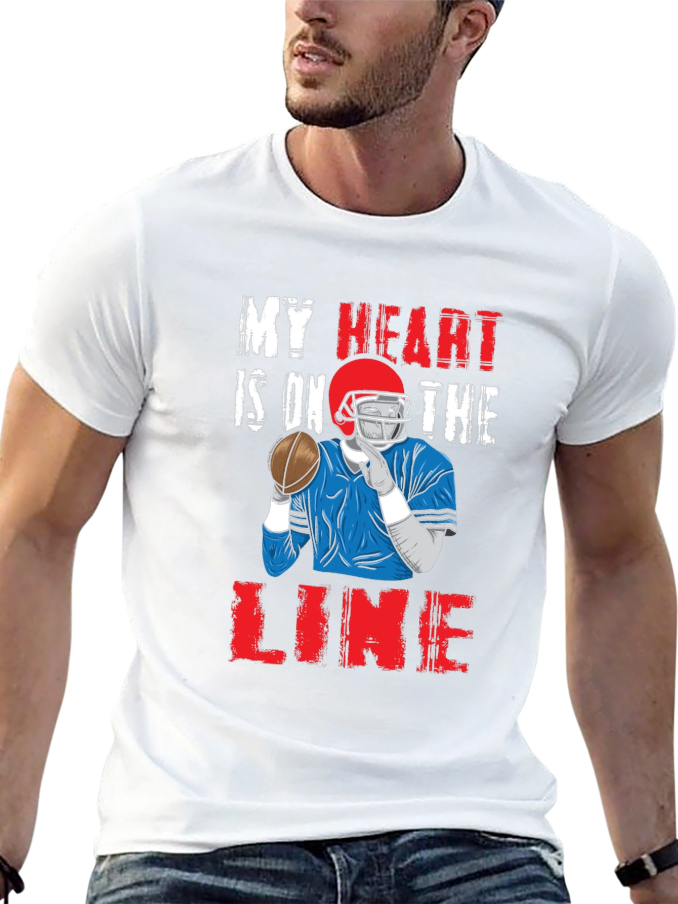 Black My Heart is On The Line Football Graphic Tee view 13
