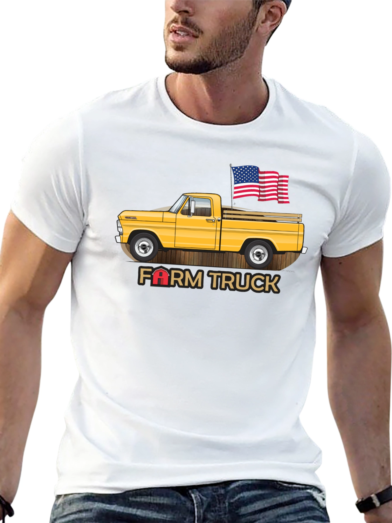 Black Farm Truck Graphic Tee - Patriotic Vintage Design view 13