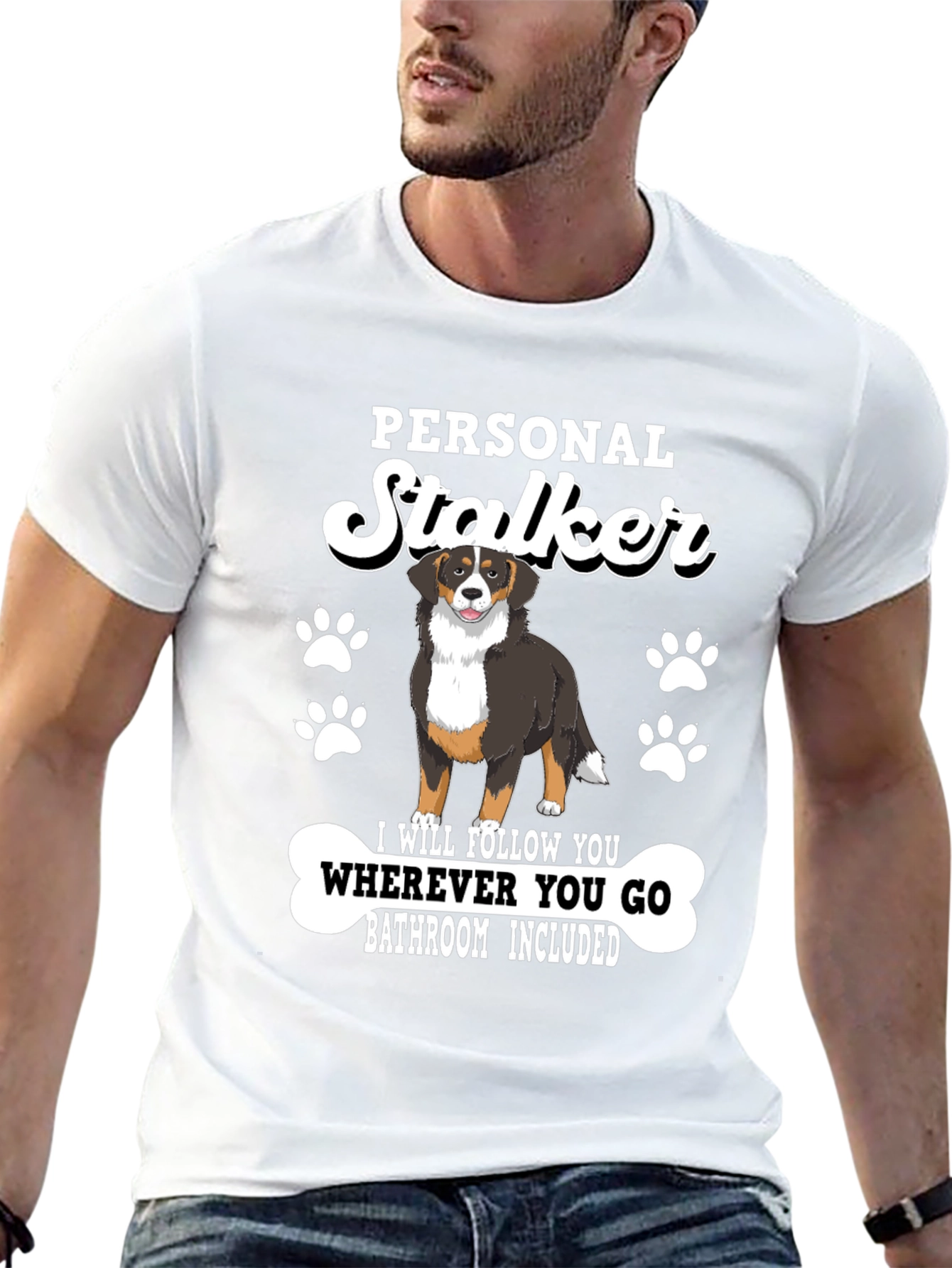 Black Personal Stalker Dog T-Shirt view 13