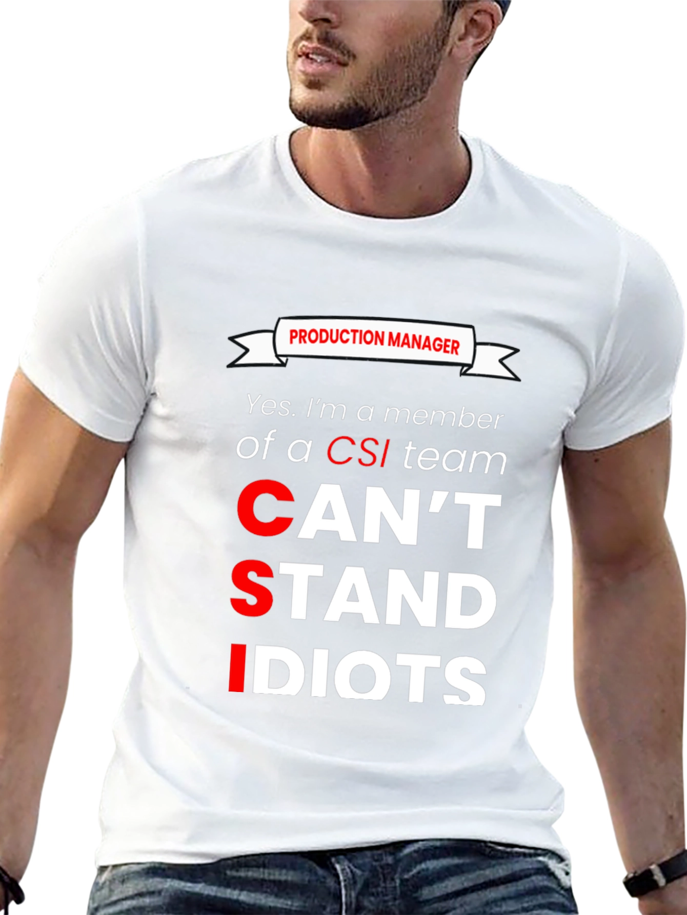 Black Production Manager CSI Humor Graphic T-Shirt view 13
