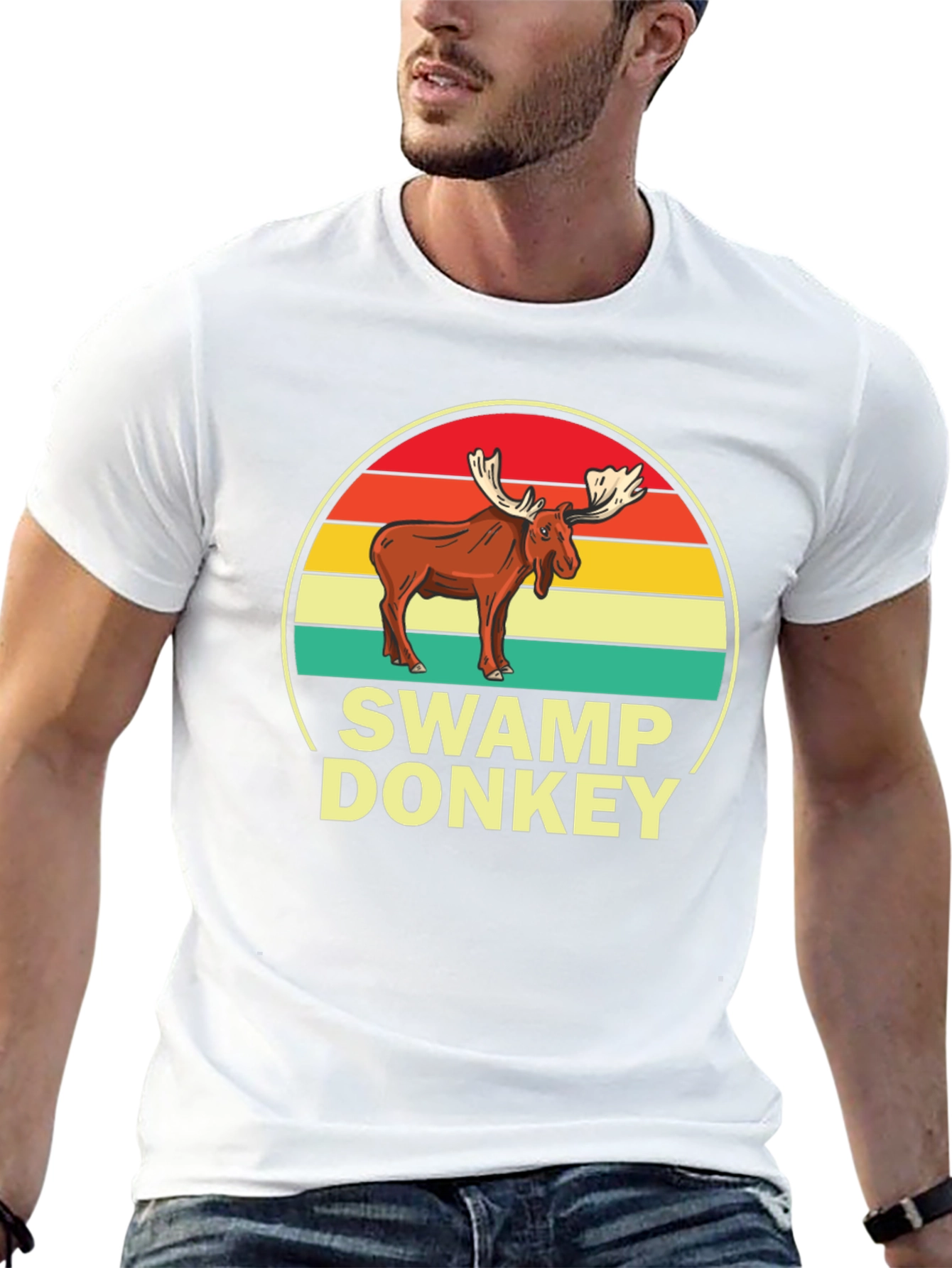 Black Swamp Donkey T-Shirt, Moose Graphic Tee view 13