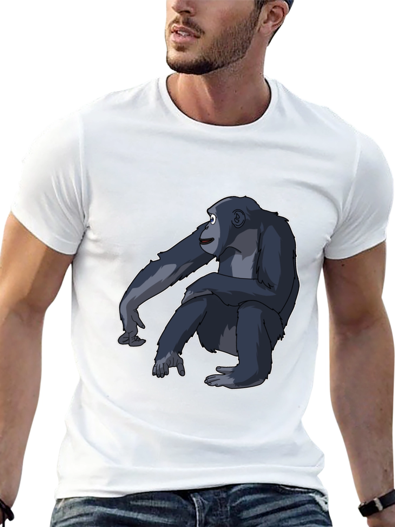 Black Chimpanzee Graphic Tee - Black Cotton T-Shirt view 13