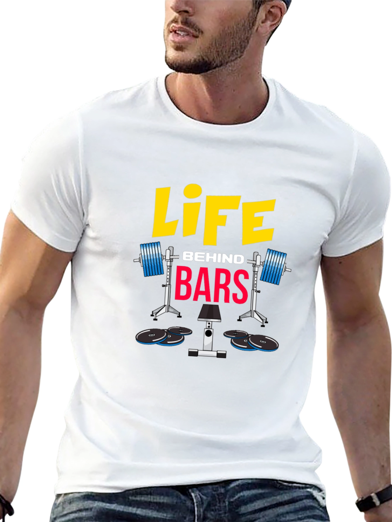 Black Life Behind Bars Graphic T-Shirt - Weightlifting Gym Tee view 13