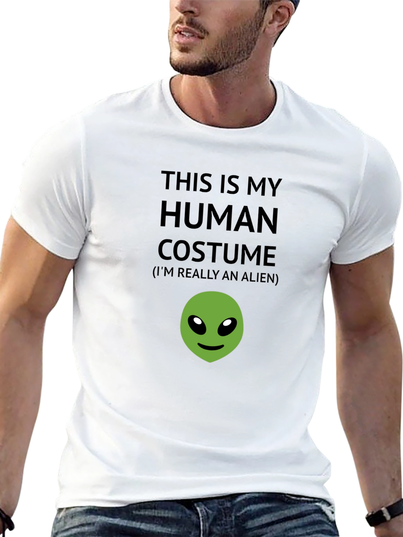 Black Human Costume Alien T-Shirt - Funny Novelty Tee view 13