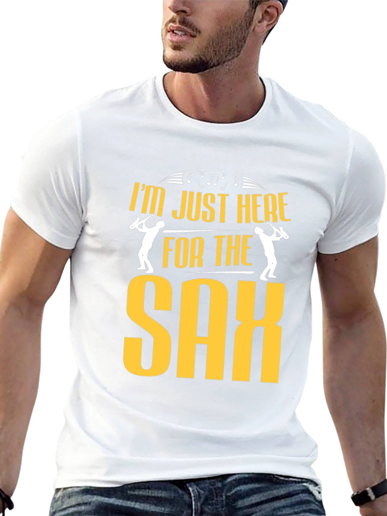 Black I'm Just Here For The Sax - Black Cotton T-Shirt view 13