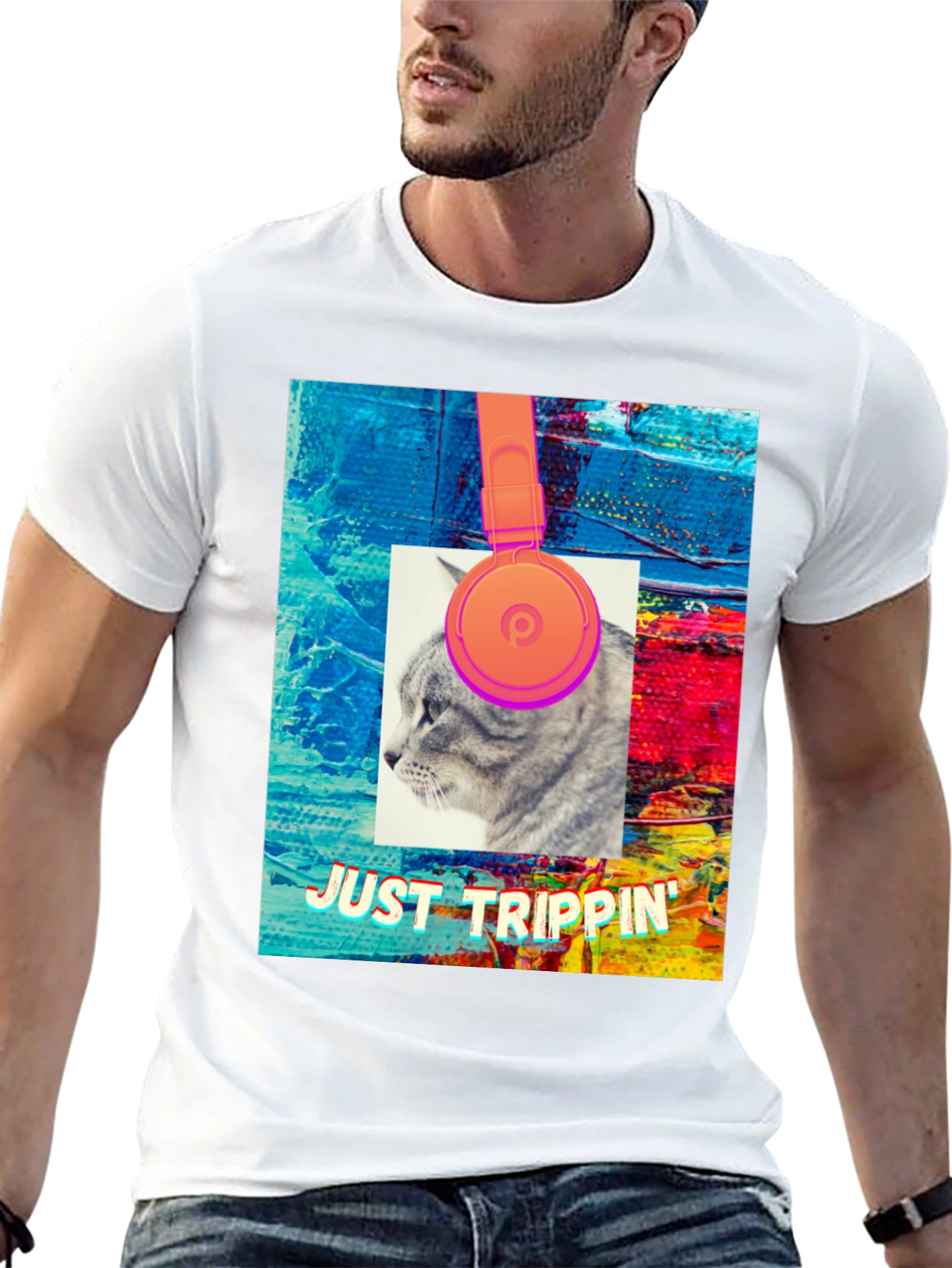 Black Just Trippin' Cat Graphic Tee view 13
