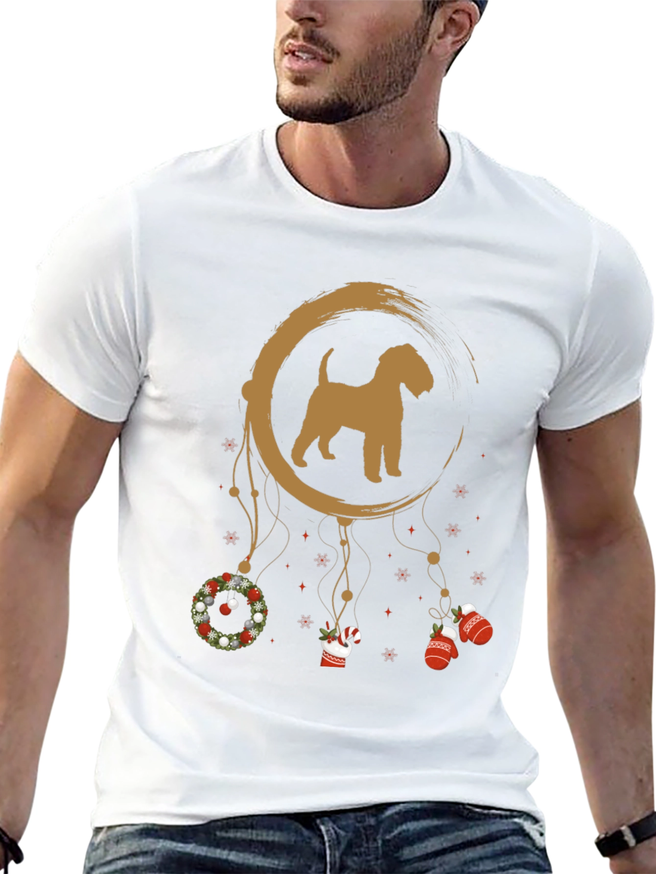 Black Dog Breed Christmas Dreamcatcher T-Shirt view 13