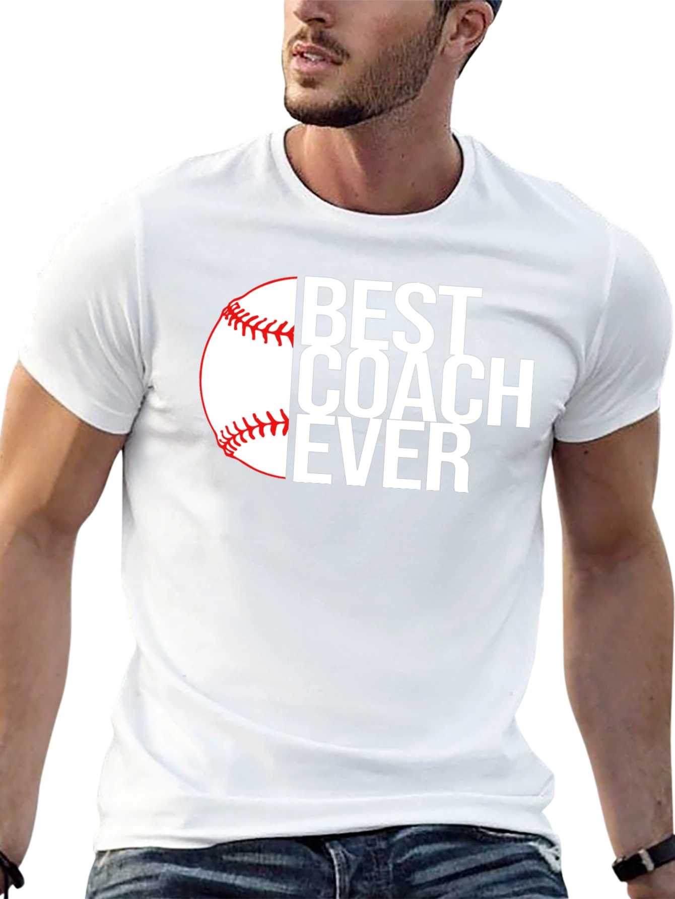 Black Best Coach Ever Baseball T-Shirt - Black view 13