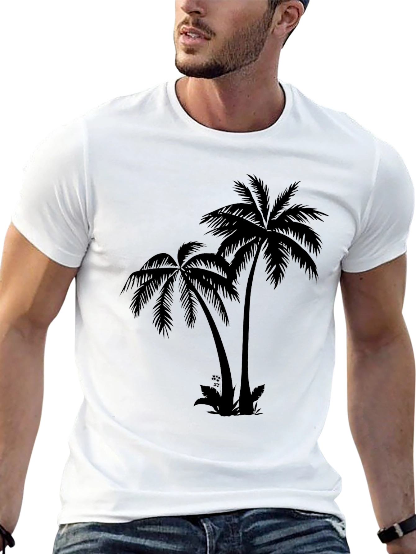 Black Palm Tree Graphic T-Shirt - Tropical Island Vibes view 13