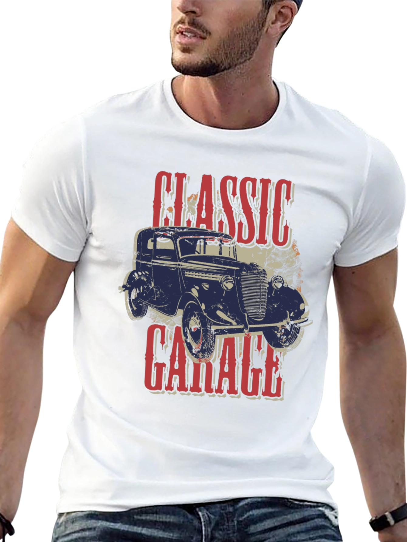 Black Classic Garage Car T-Shirt view 13