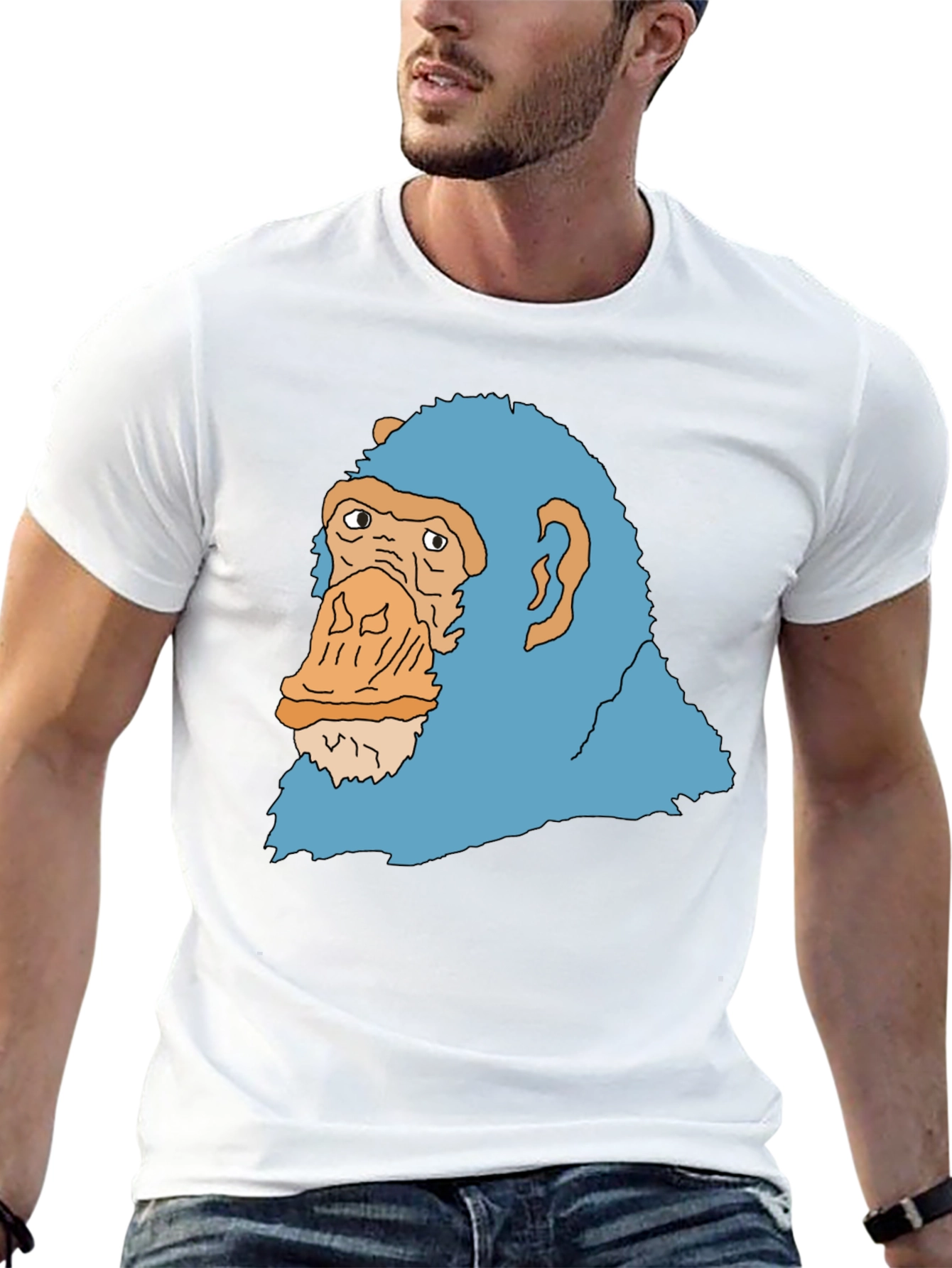 Black Blue Monkey Graphic Black T-Shirt view 13