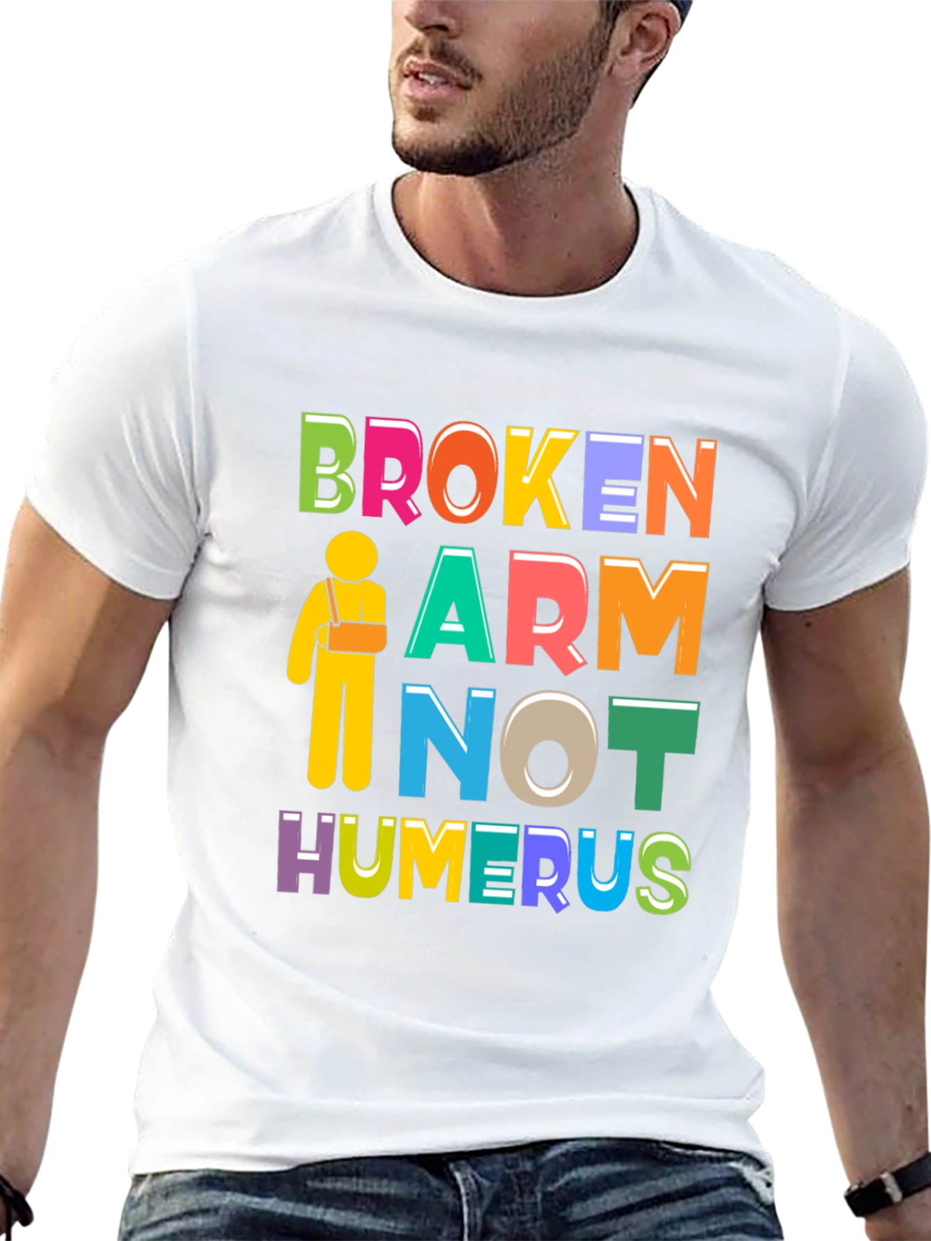 Black Broken Arm Humor Graphic Tee view 13