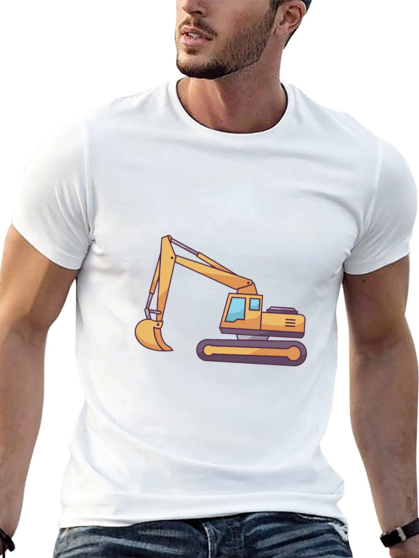 Black Excavator Graphic Tee - Construction Vehicle T-Shirt view 13